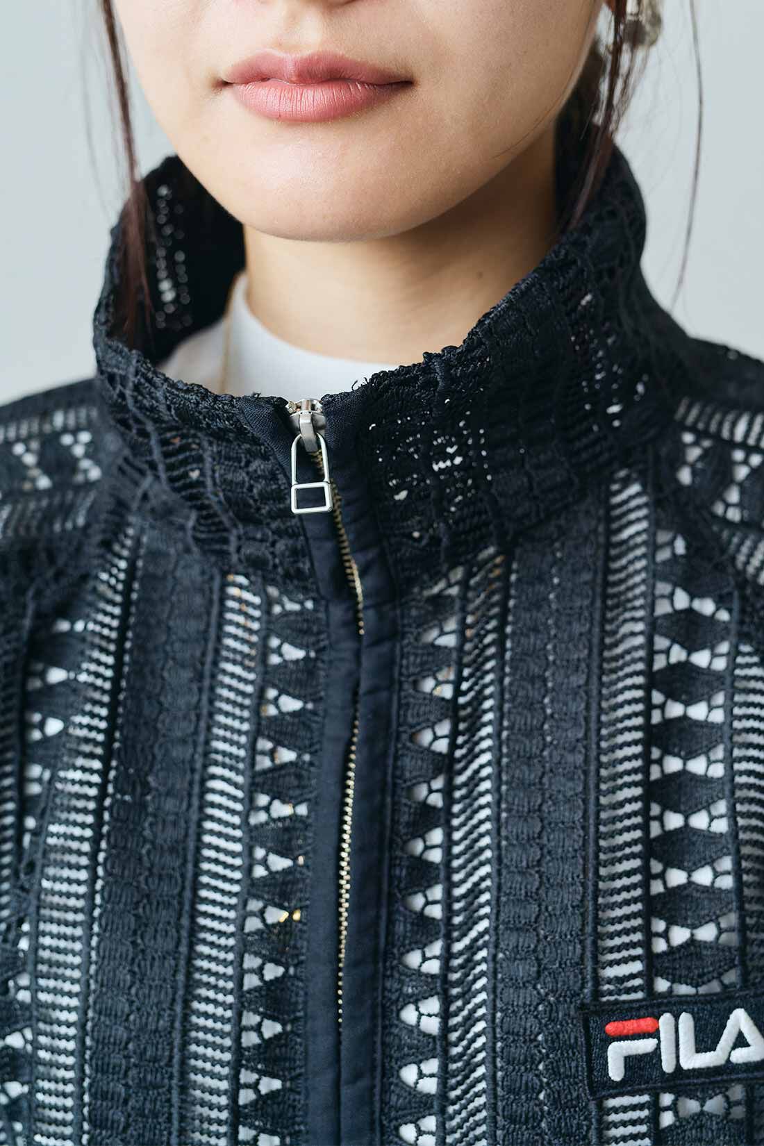 MEDE19F [メデ・ジュウキュウ]|MEDE19F　FILA for MEDE19F 大人も着られる レース素材のトラックブルゾン〈ブラック〉