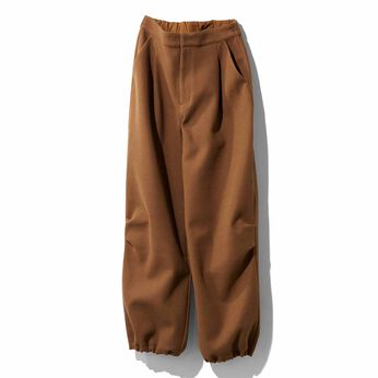 MEDE19F | ポリエステルメルトンのイージートラウザーズ〈キャメルブラウン〉