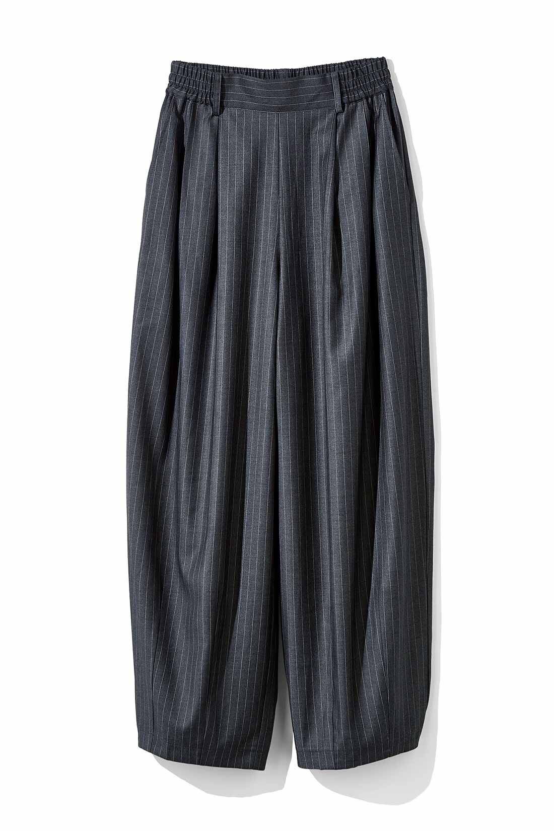 MEDE19F|MEDE19F　バレルシルエット ストライプパンツ〈グレー〉