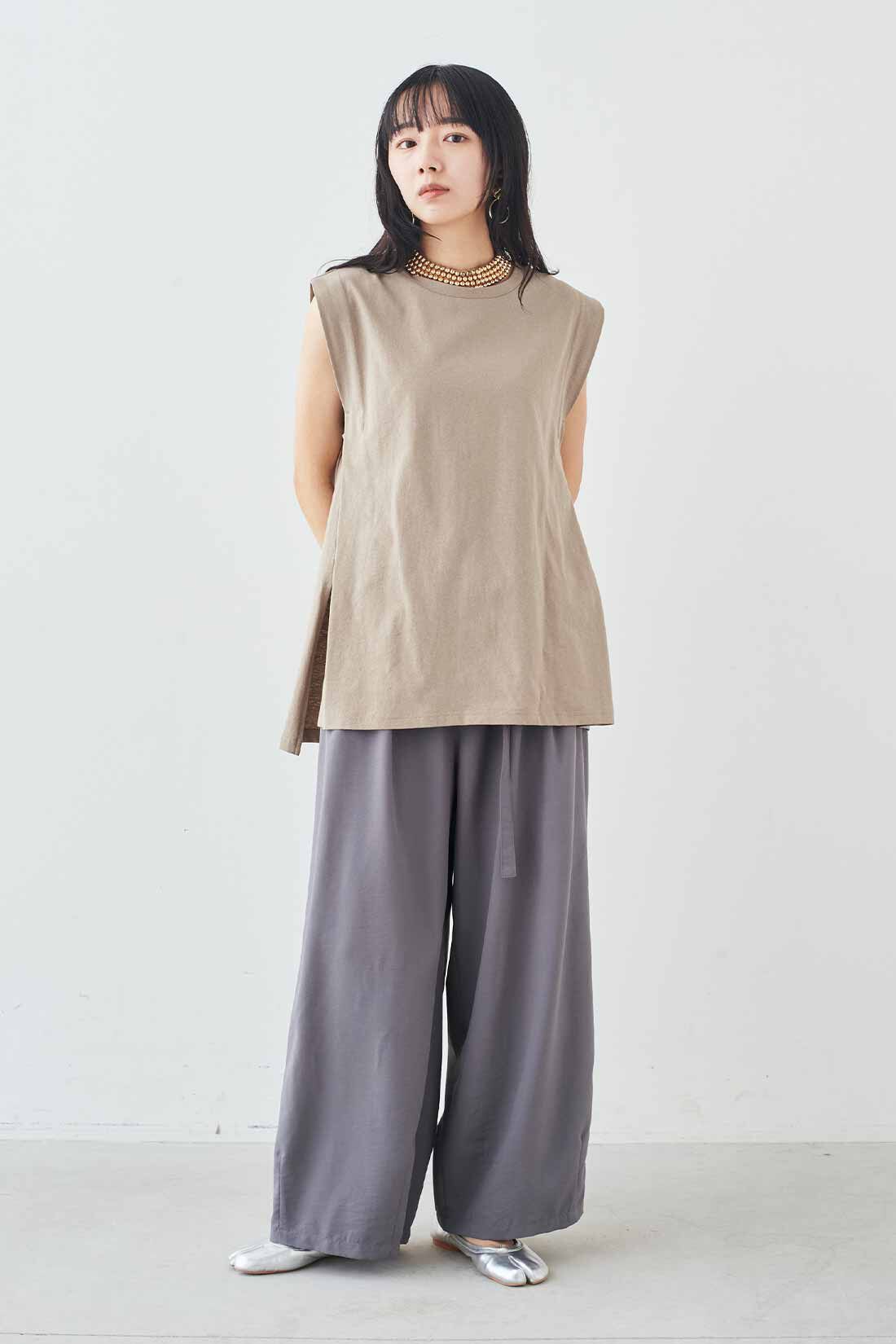 MEDE19F|MEDE19F　ベルト付きバギーパンツ|モデル身長：163cm　着用サイズ：M