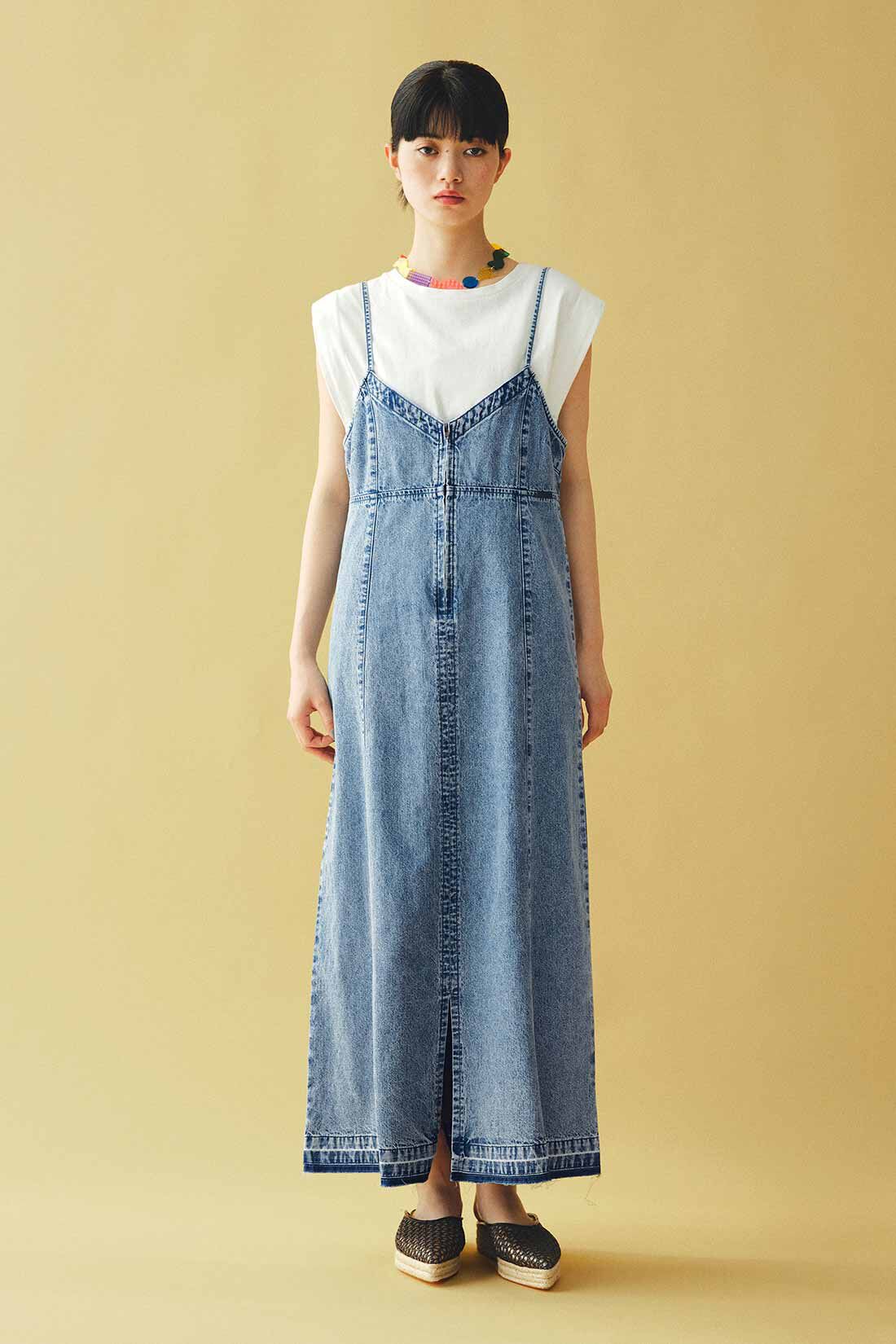 MEDE19F|MEDE19F　レスウォーターで加工したアンティーク調デニムキャミワンピース〈フェードブルー〉