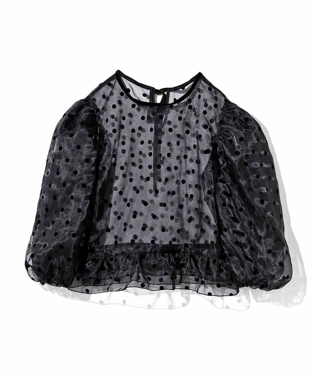 MEDE19F|MEDE19F　フロッキードットオーガンジートップス〈ブラック〉