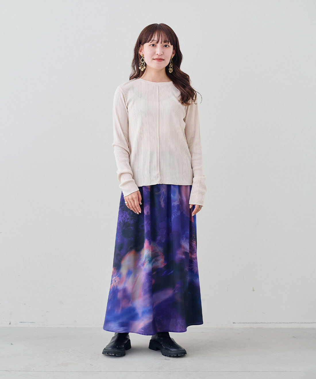 MEDE19F|MEDE19F　コットンランダム リブトップスの会|モデル身長：156cm　着用サイズ：M