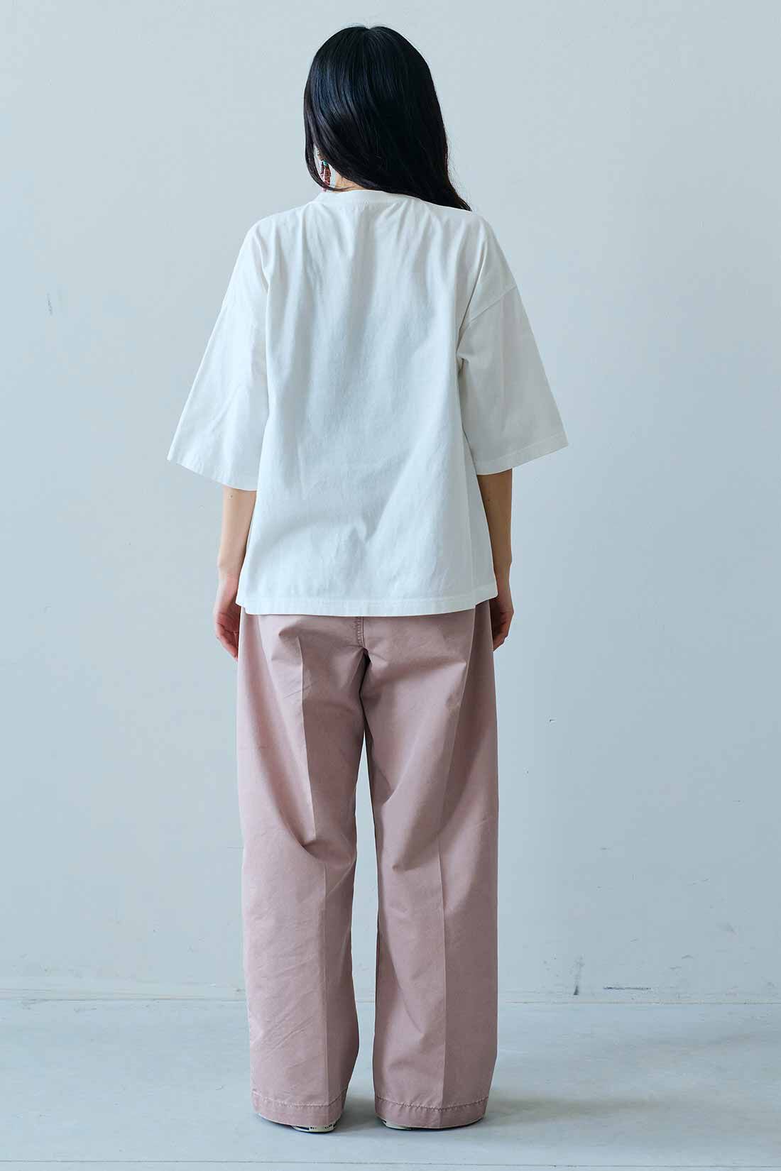 MEDE19F|MEDE19F　スモーキーピンクのワイドスラックス〈ピンク〉|モデル身長：163cm　着用サイズ：M