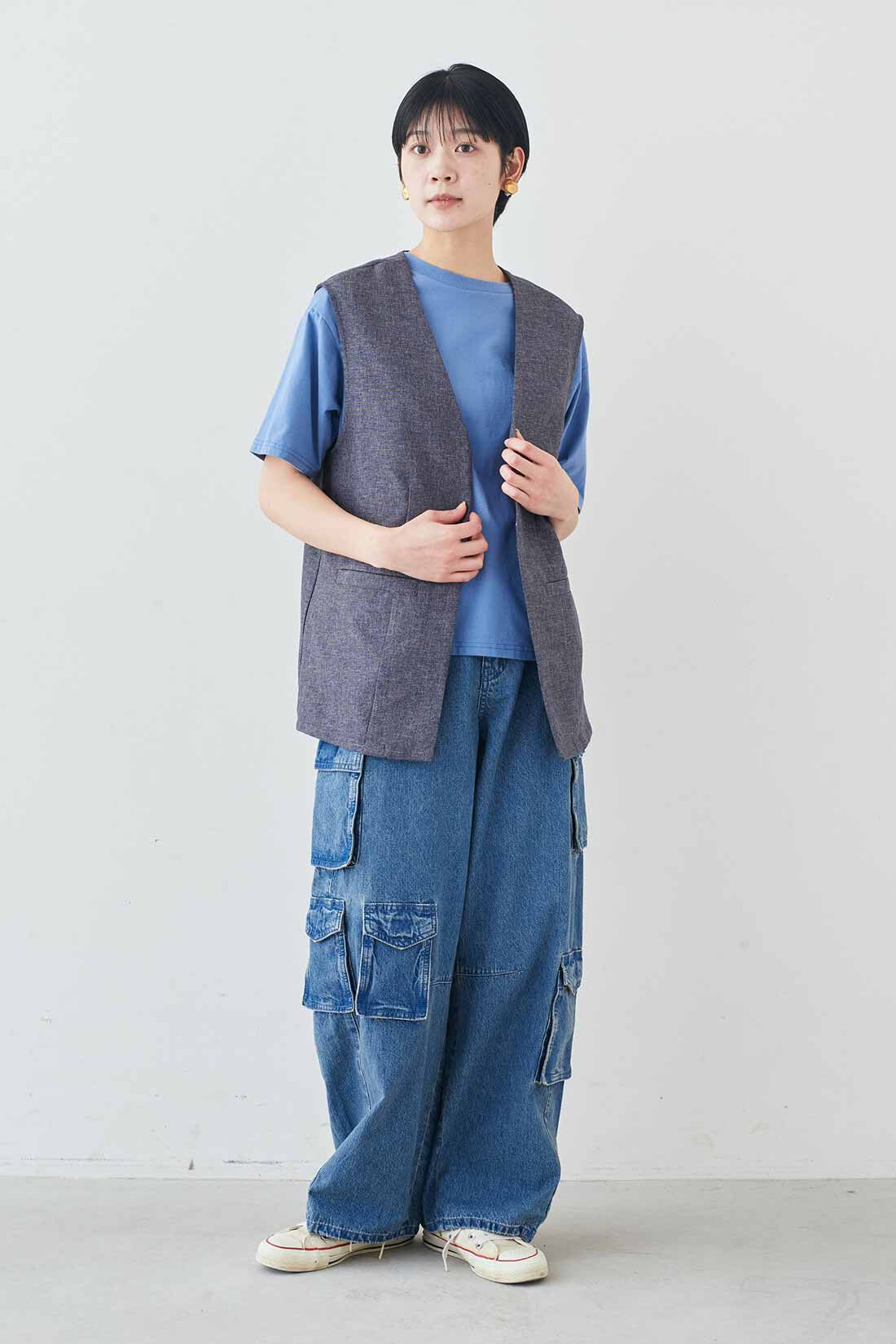 MEDE19F|VOLKSWAGEN for MEDE19F　洗いをかけたくったりTシャツ|モデル身長：163cm　着用サイズ：M
