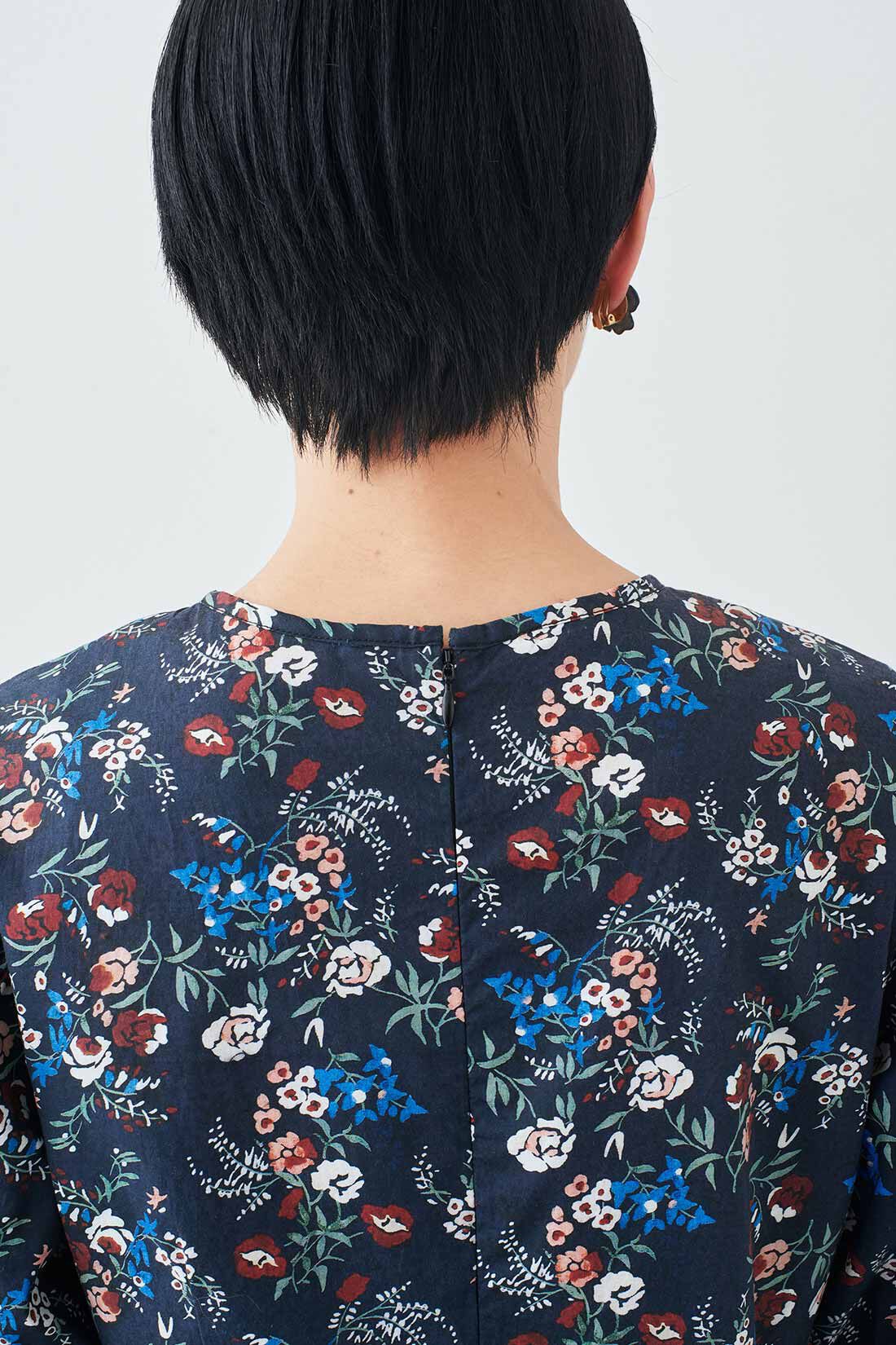 MEDE19F|MEDE19F　ミュルーズモダン〈「ミュルーズ染織美術館」アーカイブコレクション〉プリントパフスリーブワンピース〈ブラック〉