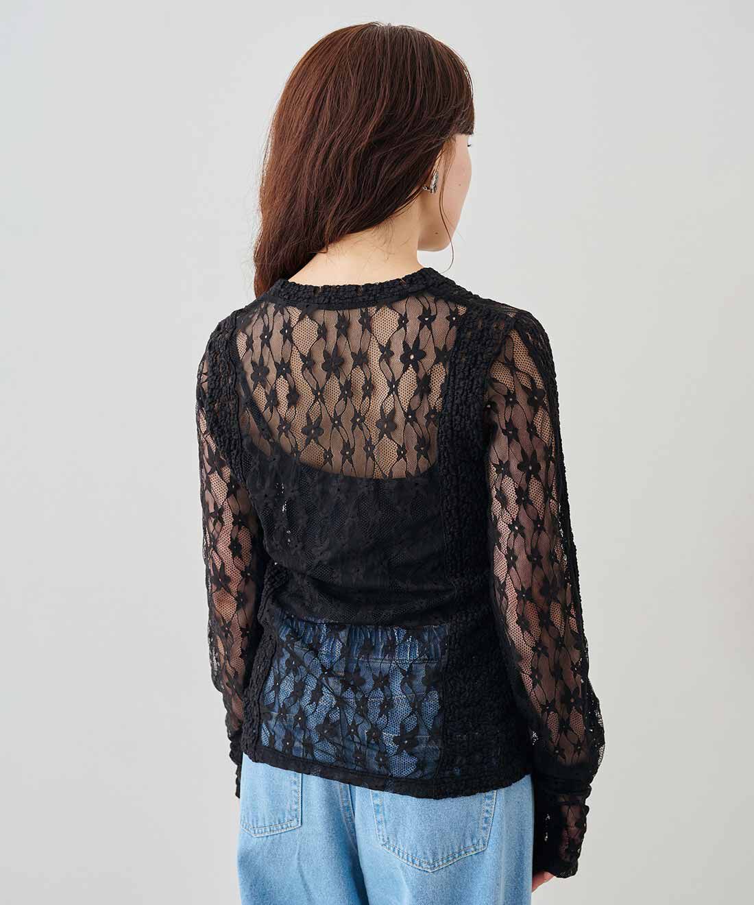 MEDE19F|MEDE19F　レース切り替えトップス|後ろも2種類のレースで切り替え。前側と逆の配置です。