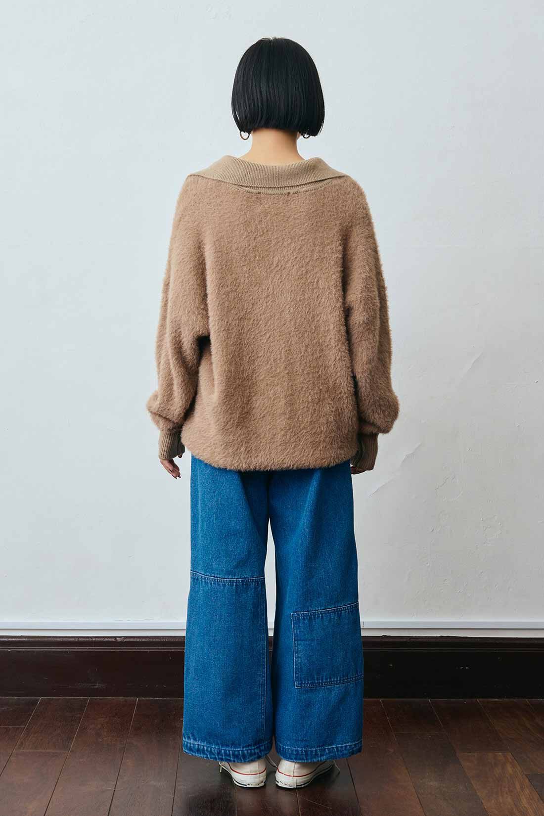 MEDE19F|MEDE19F ヘアリースキッパーニット|モデル身長：158cm　着用サイズ：M