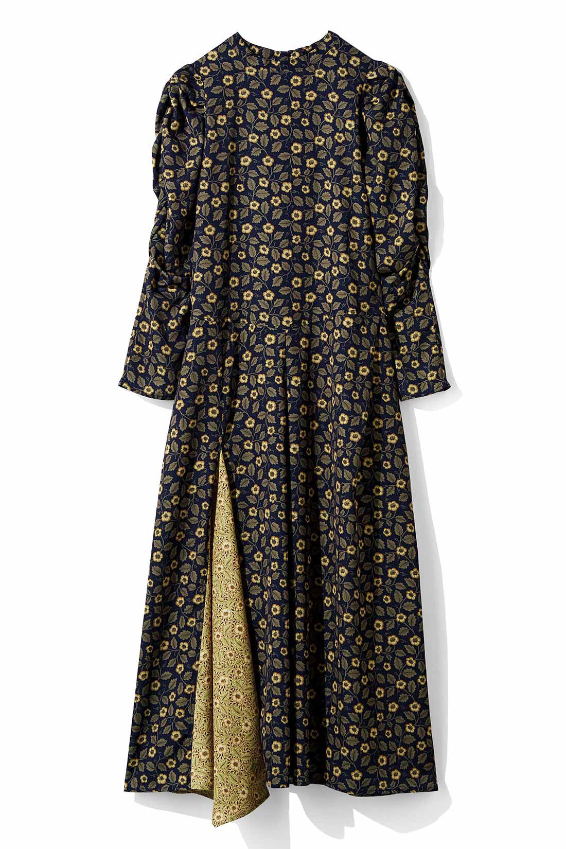 MEDE19F|MEDE19F　〈atelier Morris〉アシメトリーヘムデザインのプリントワンピース〈ネイビー〉