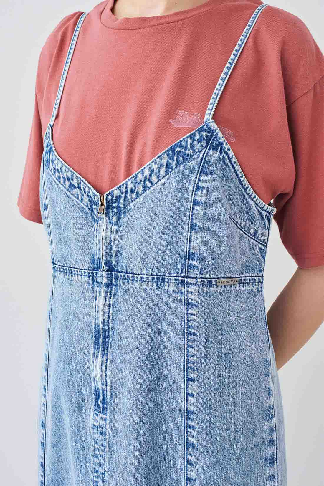 MEDE19F|MEDE19F　レスウォーターで加工したアンティーク調デニムキャミワンピース〈フェードブルー〉