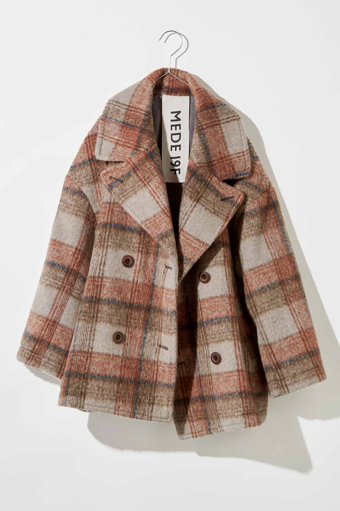 MEDE19F|MEDE19F シャギーチェックのオーバーサイズPコート〈ベージュ〉