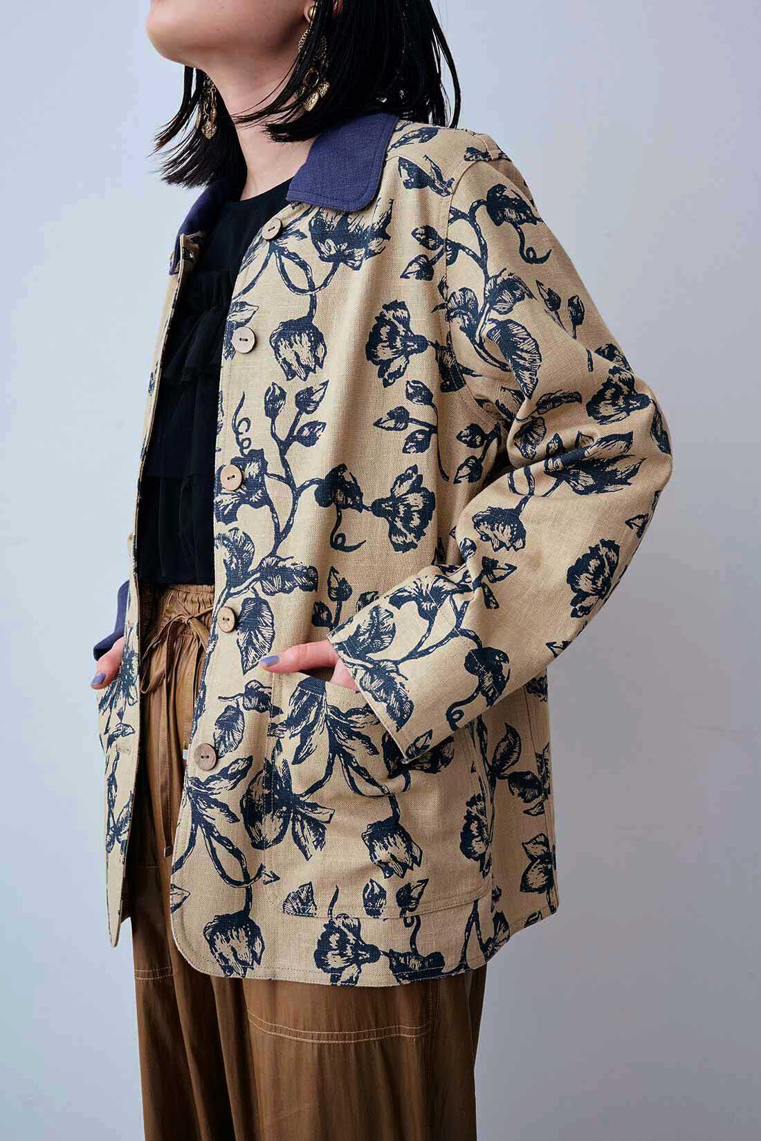 MEDE19F|MEDE19F　ボタニカル柄リネン混ジャケット〈ベージュ〉