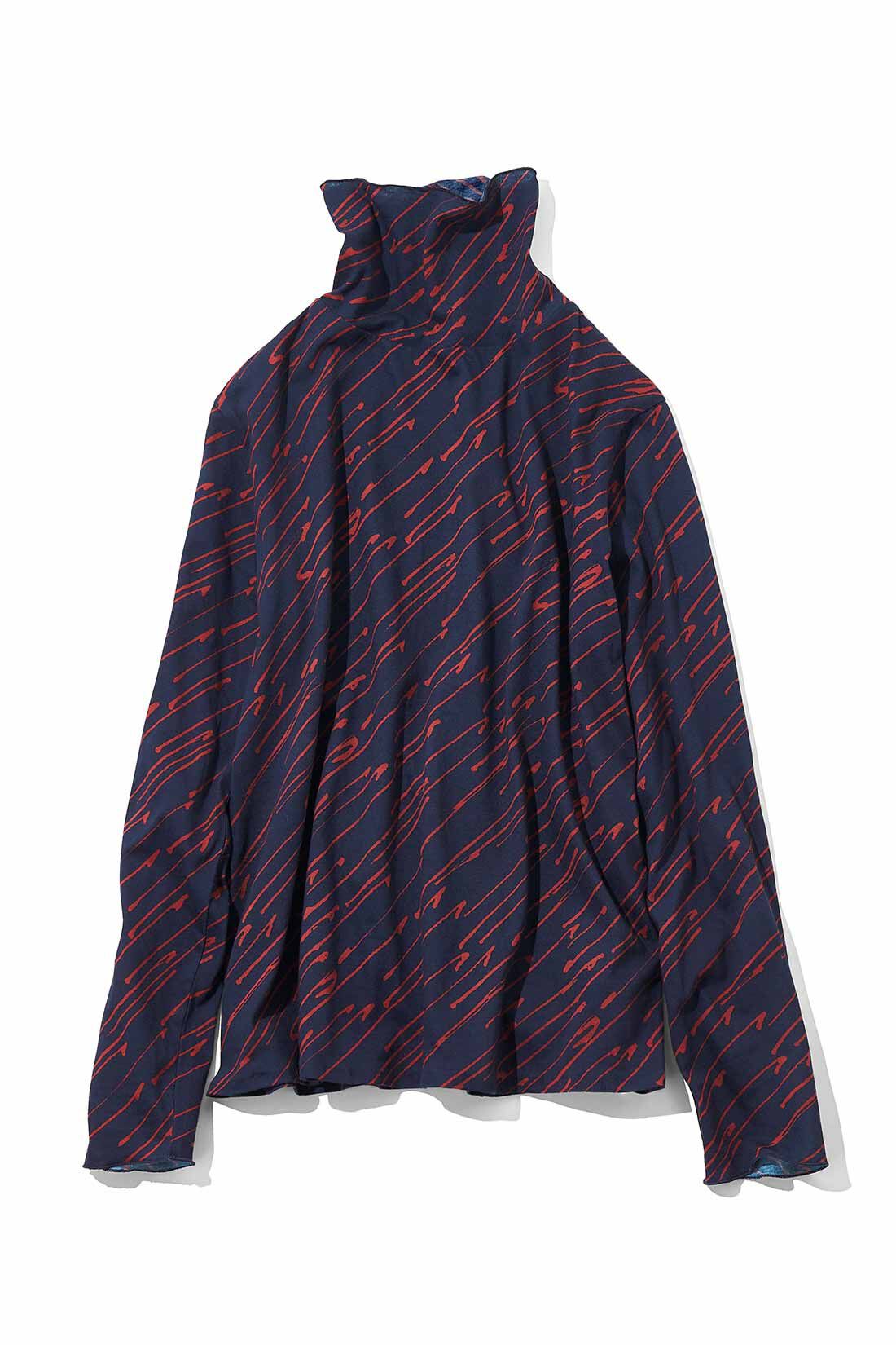 MEDE19F|MEDE19F　ミュルーズモダン〈「ミュルーズ染織美術館」アーカイブコレクション〉コットンプリントハイネックトップスの会|〈ネイビー〉