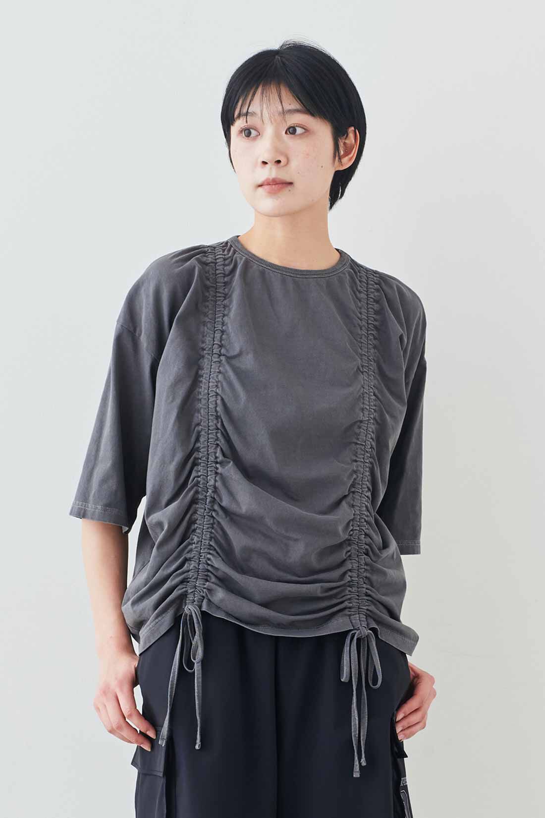MEDE19F|MEDE19F　ピグメント加工のギャザー遣いトップス