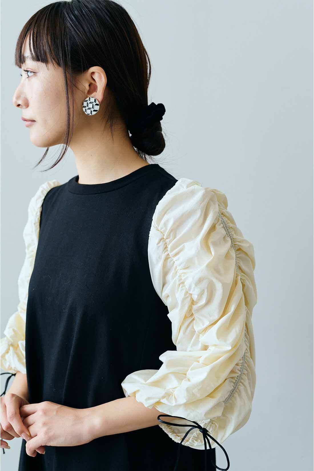 MEDE19F|MEDE19F　異素材スリーブワンピース