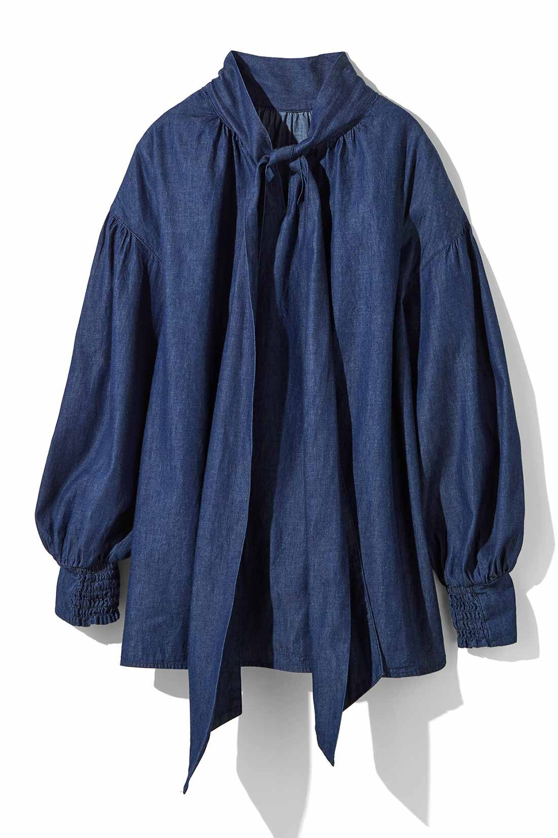 MEDE19F|MEDE19F　前後2ウェイデニムボウタイブラウス〈ブルー〉