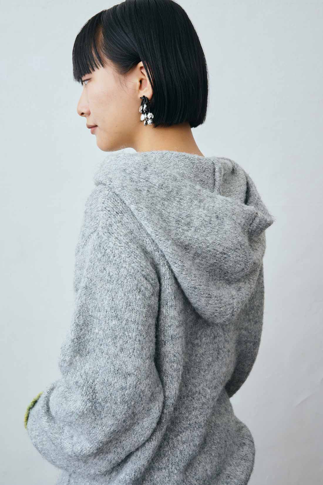 MEDE19F|MEDE19F　ミックスニットフーディー〈杢グレー〉
