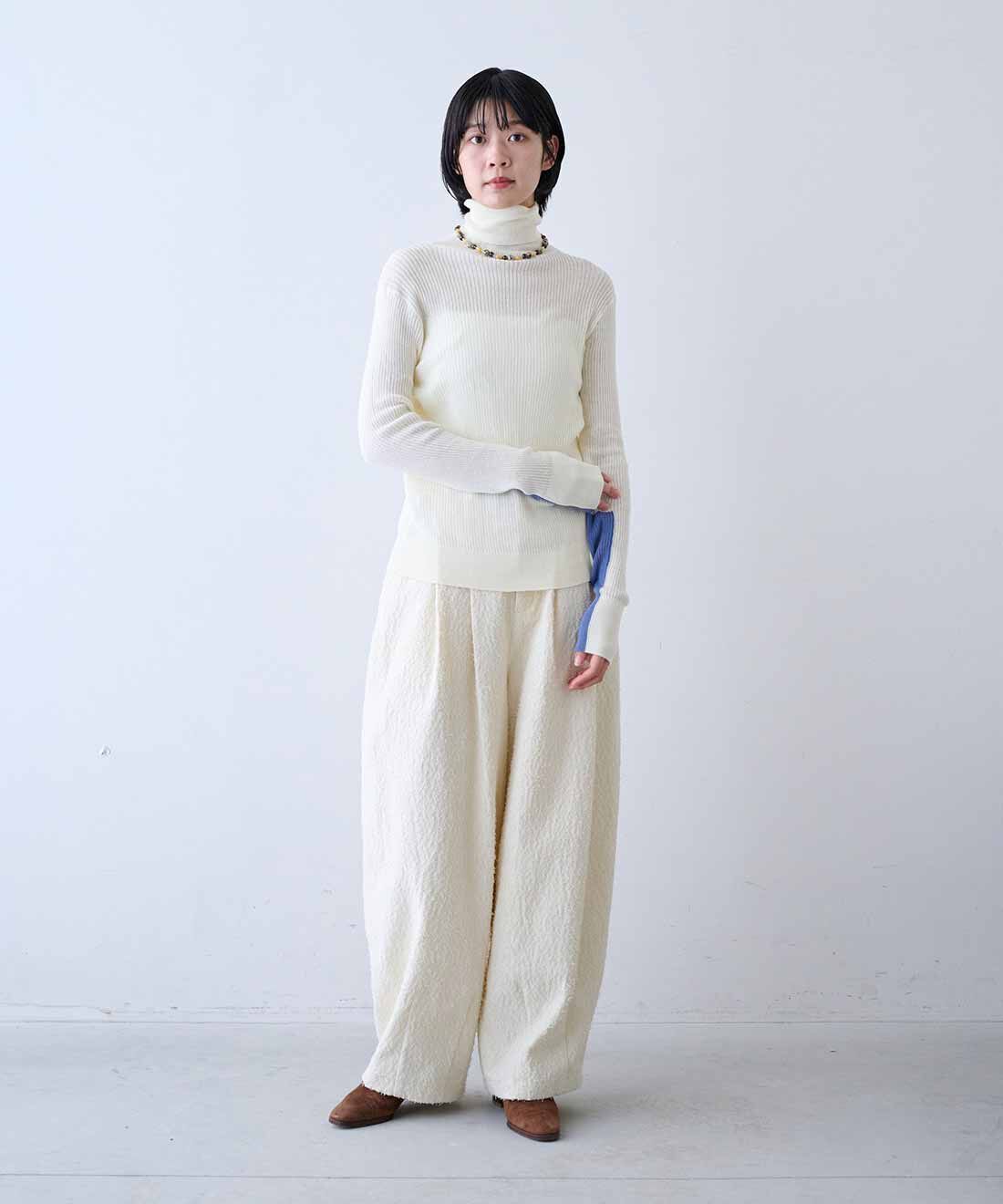 MEDE19F|MEDE19F　さわり心地のよい綿のタートルニットの会|モデル身長：163cm　着用サイズ：M