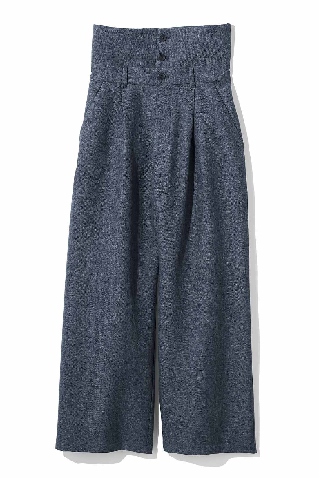 MEDE19F|MEDE19F　リネンライク素材のウエストアクセントパンツ〈グレー〉