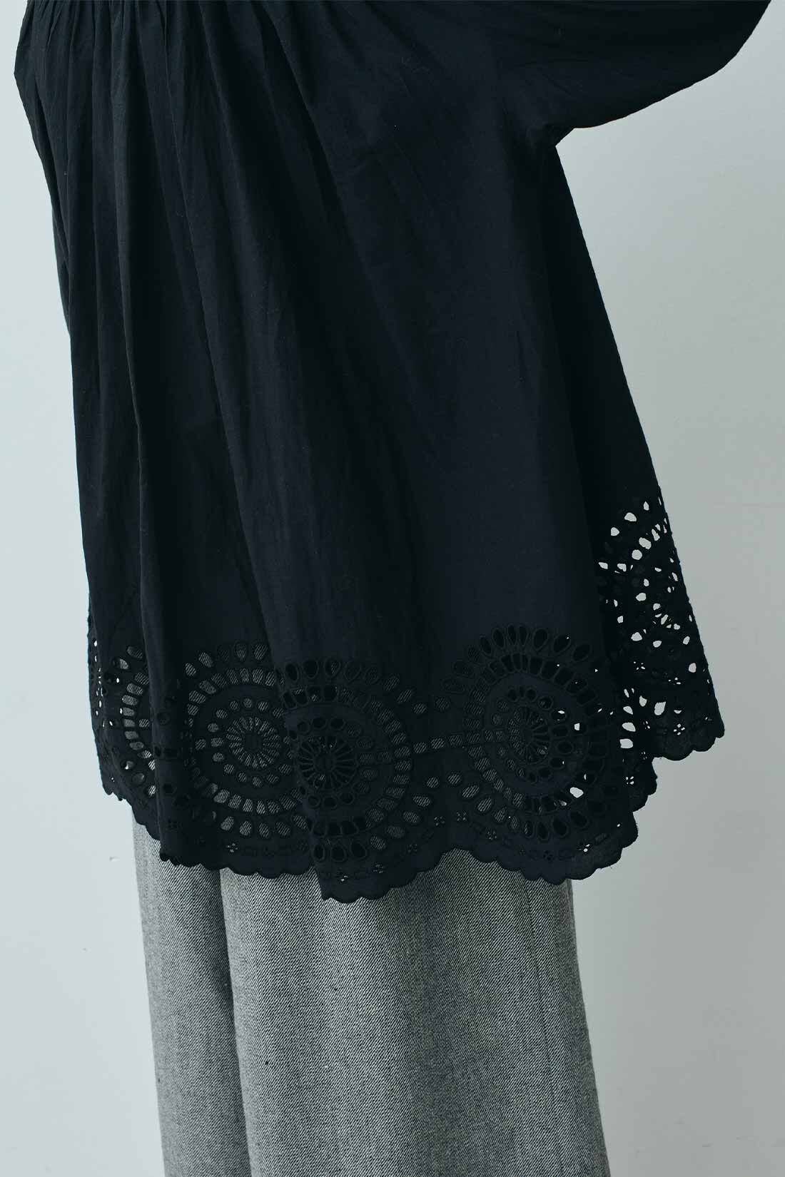 MEDE19F|MEDE19F　〈MADE IN INDIA COLLECTION〉シフリー刺しゅうコットンシャツ〈ブラック〉