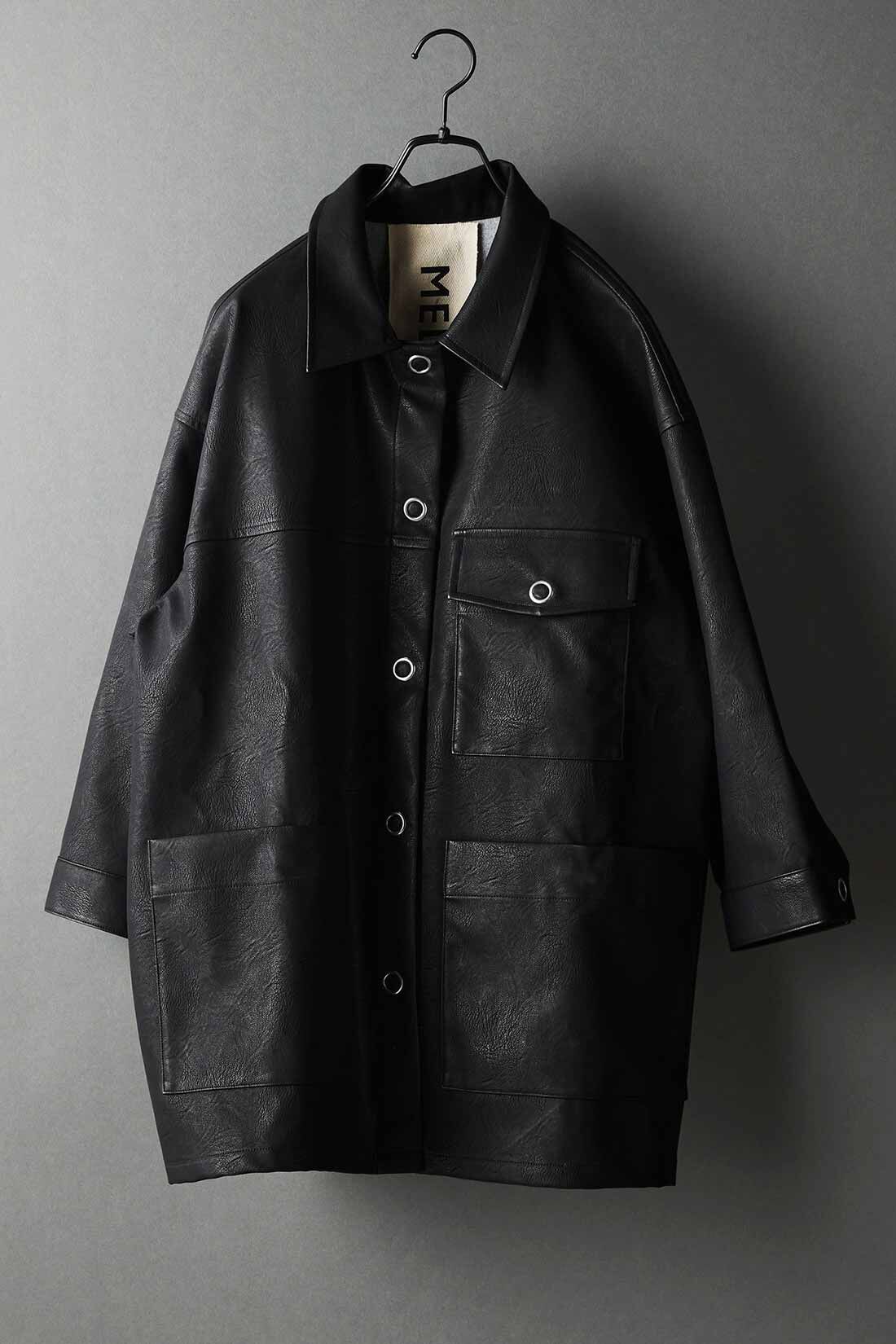 MEDE19F|MEDE19F　エコレザーのオーバーカバーオール〈ブラック〉