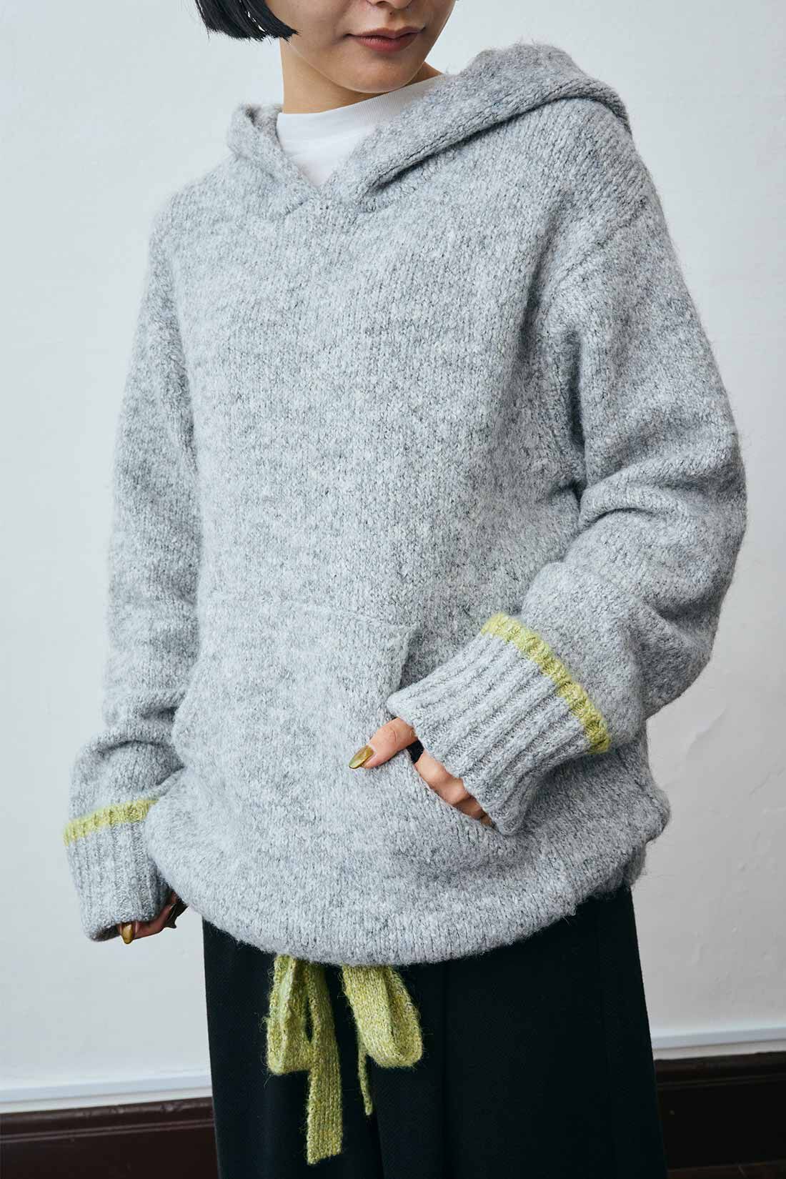 MEDE19F|MEDE19F　ミックスニットフーディー〈杢グレー〉