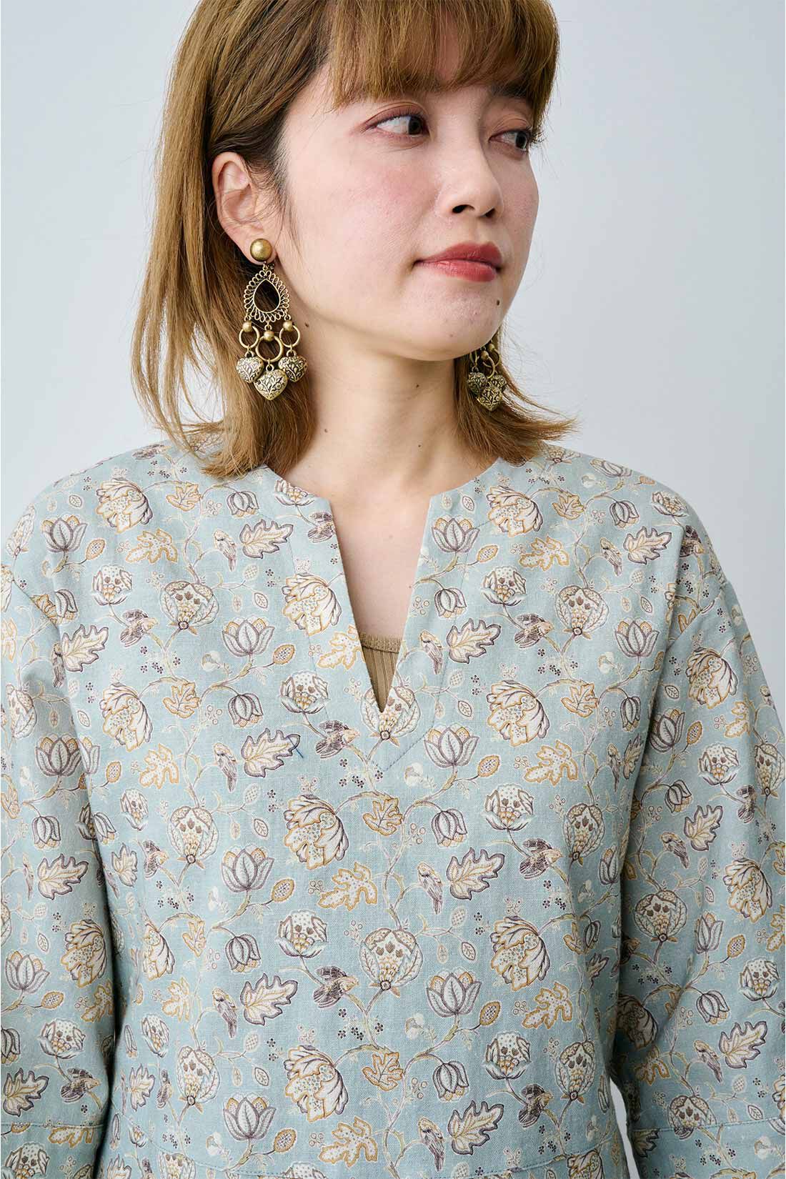 MEDE19F|【MEDE19F】〈MORRIS Gallery〉リネンコットンプリントロングワンピース〈LODDEN柄〉