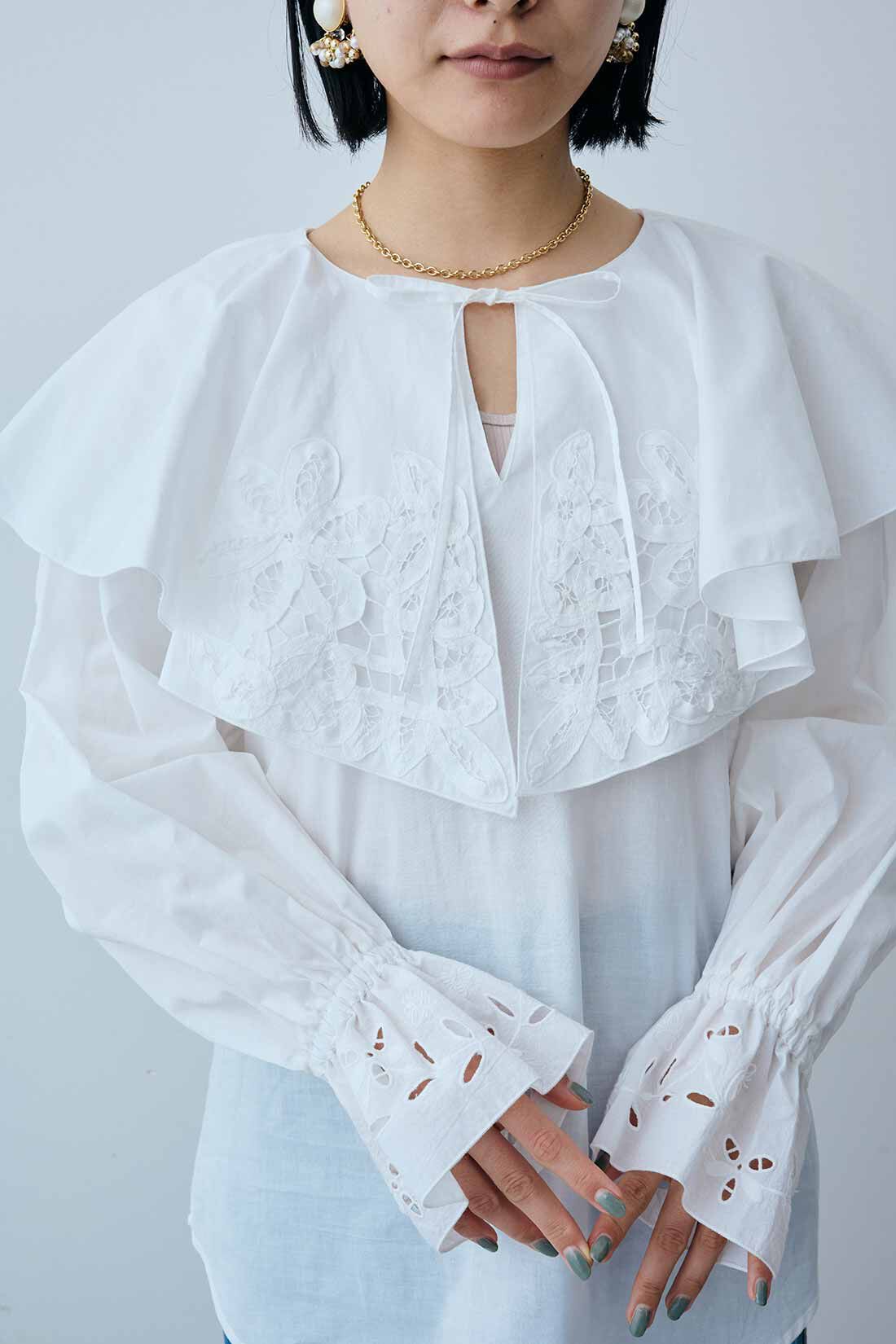 MEDE19F|MEDE19F　Boutique 888さんコラボ バテンレース遣いラッフル衿ブラウス〈オフホワイト〉
