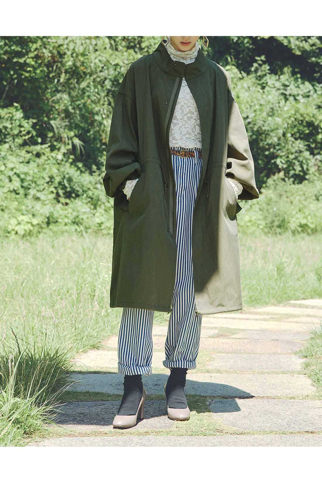 MEDE19F [メデ・ジュウキュウ]|MEDE19F　ミュルーズモダン〈「ミュルーズ染織美術館」アーカイブコレクション〉バックプリントモッズコート〈カーキ〉