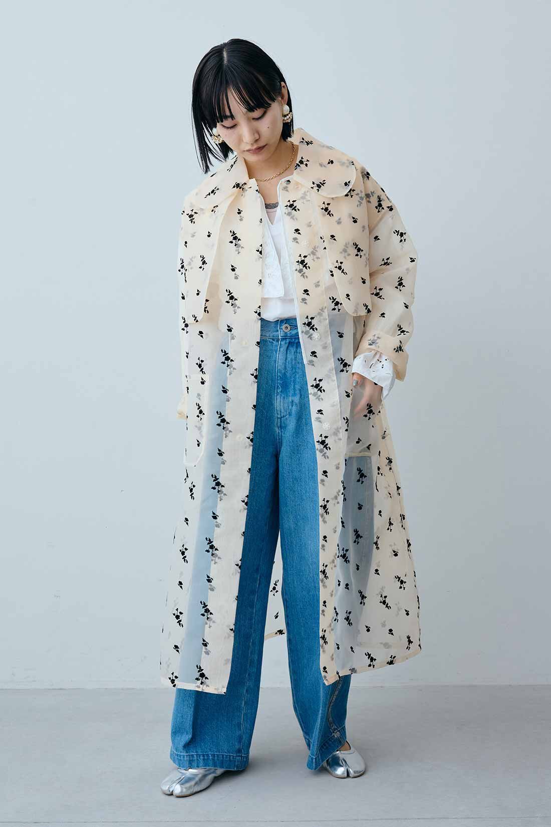 MEDE19F|MEDE19F　Boutique 888さんコラボ バテンレース遣いラッフル衿ブラウス〈オフホワイト〉|モデル身長：158cm　着用サイズ：M