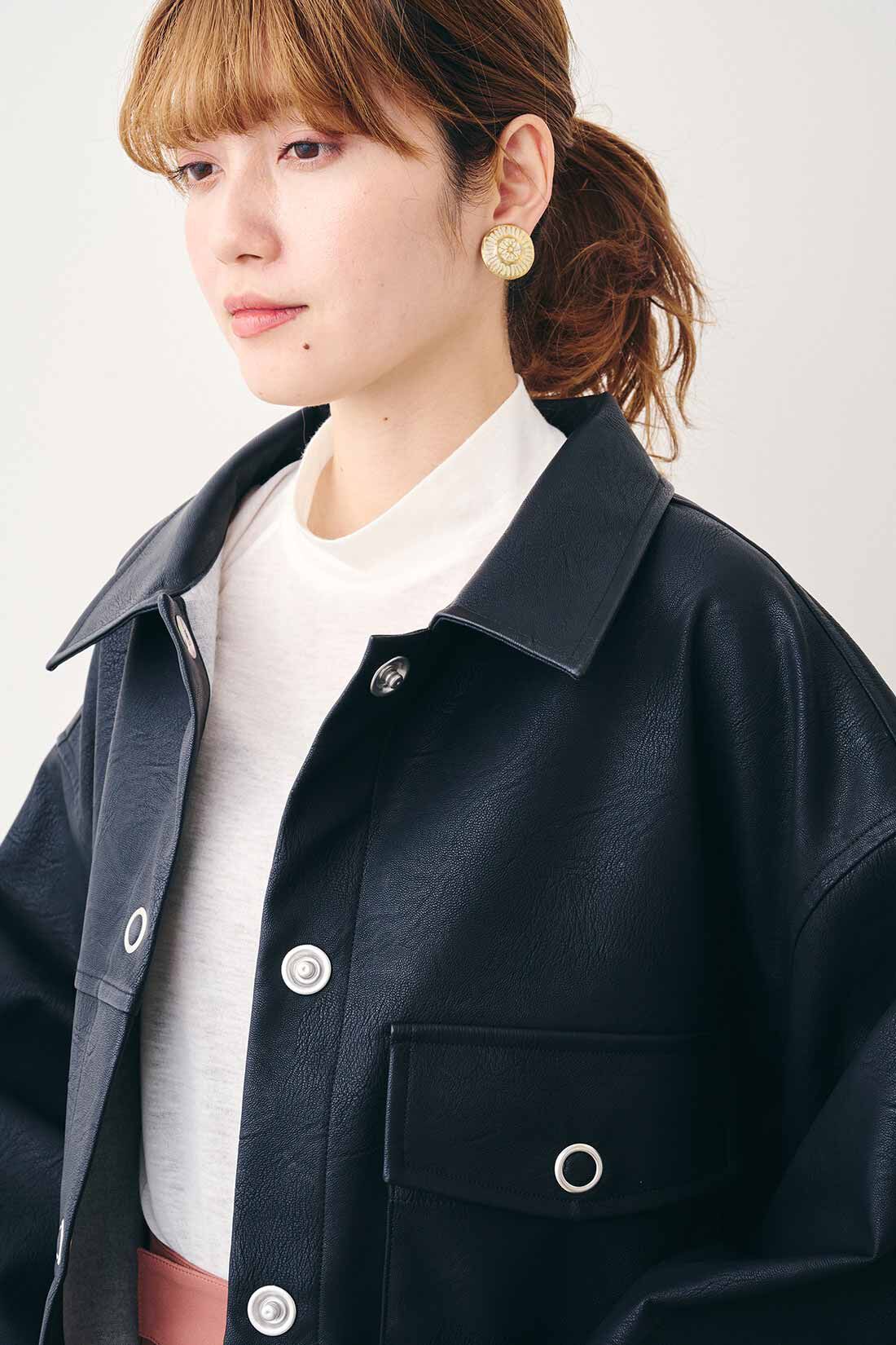 MEDE19F|MEDE19F　エコレザーのオーバーカバーオール〈ブラック〉