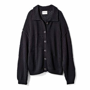 MEDE19F | 衿付きニットカーディガン〈ＢＫ〉ＭＤ１９