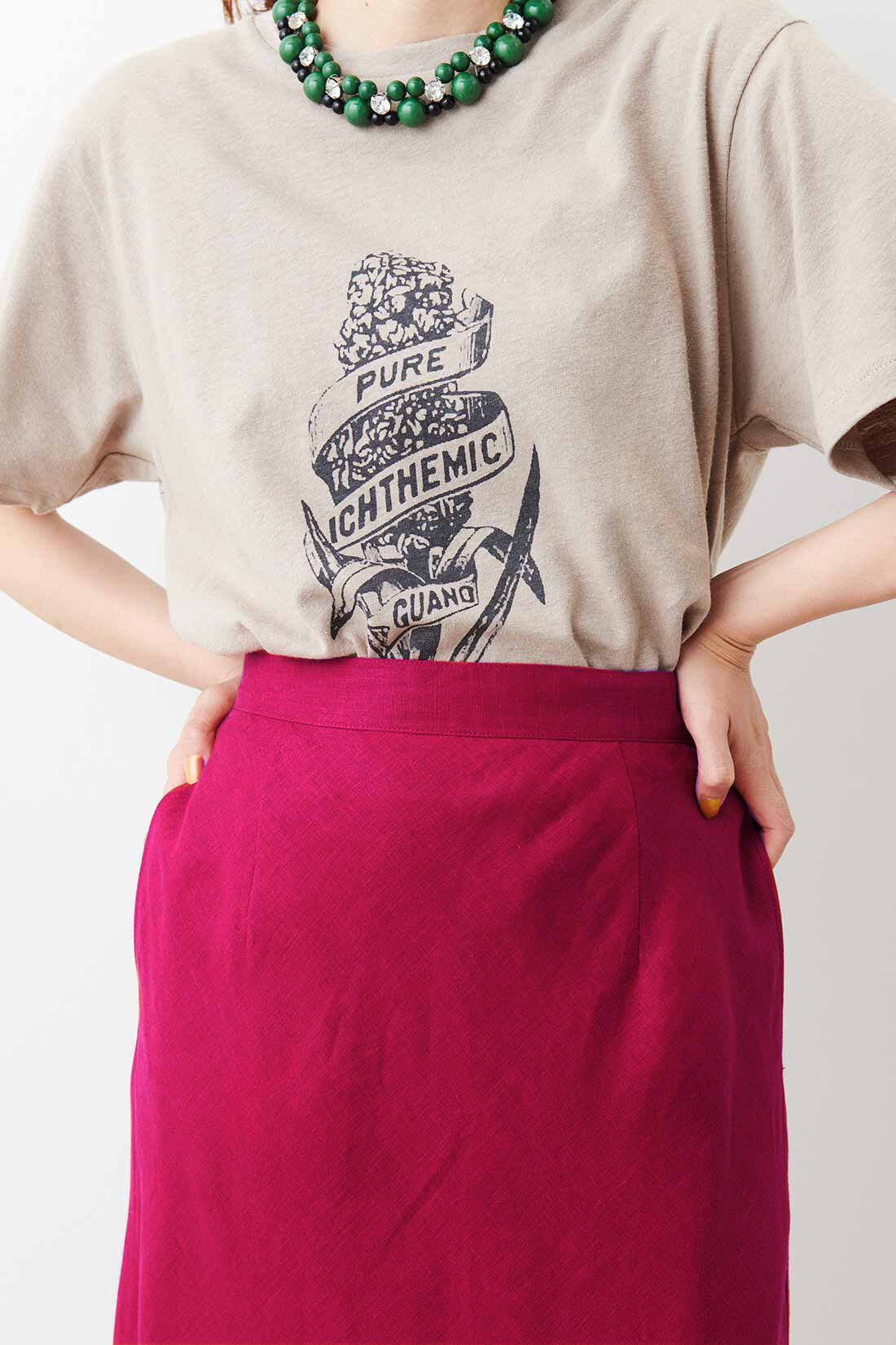 MEDE19F|MEDE19F　リネンロングスカート〈カラシ〉