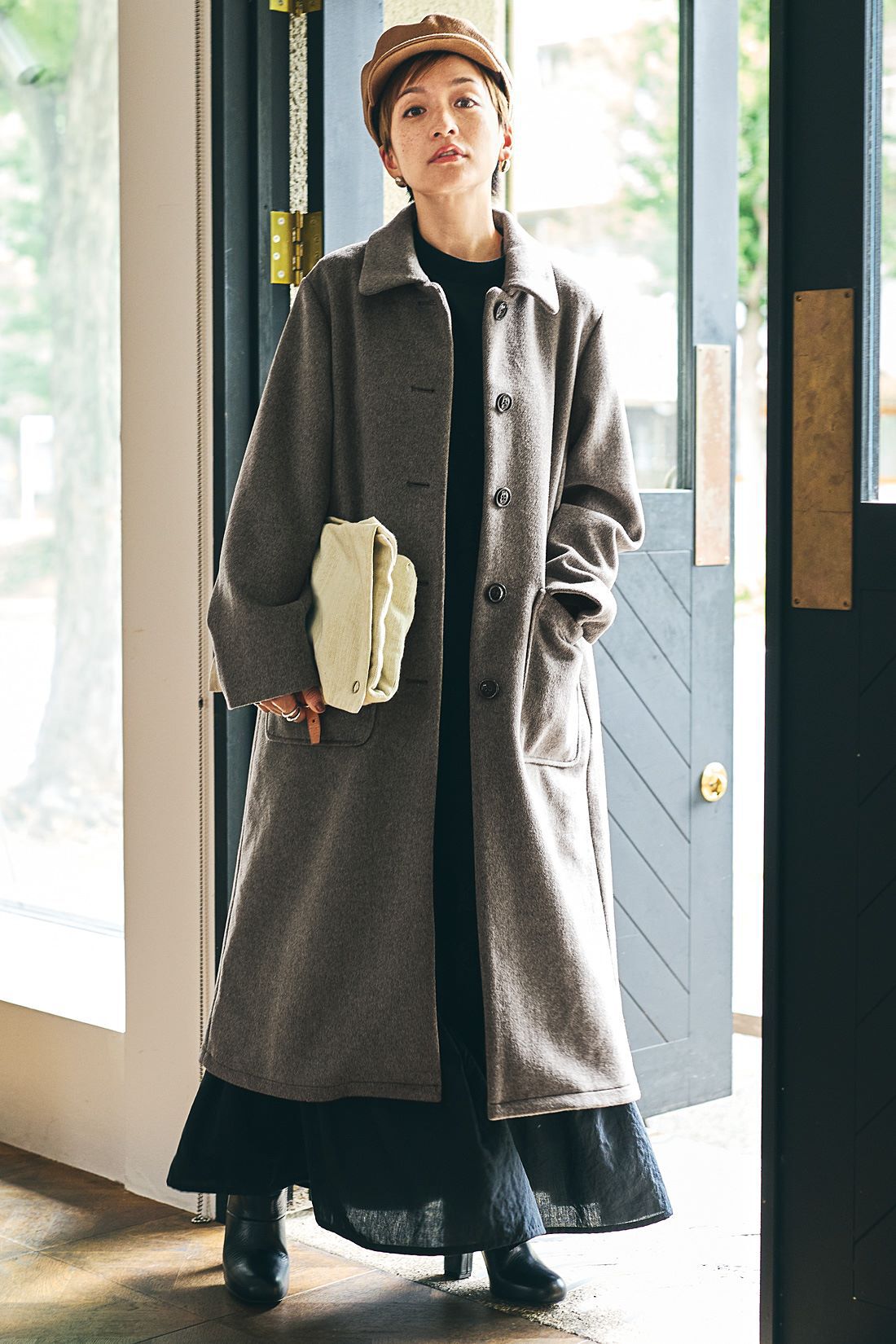 MEDE19F|【高山都さんコラボ】MEDE19F　ステンカラーロングコート〈グレー〉