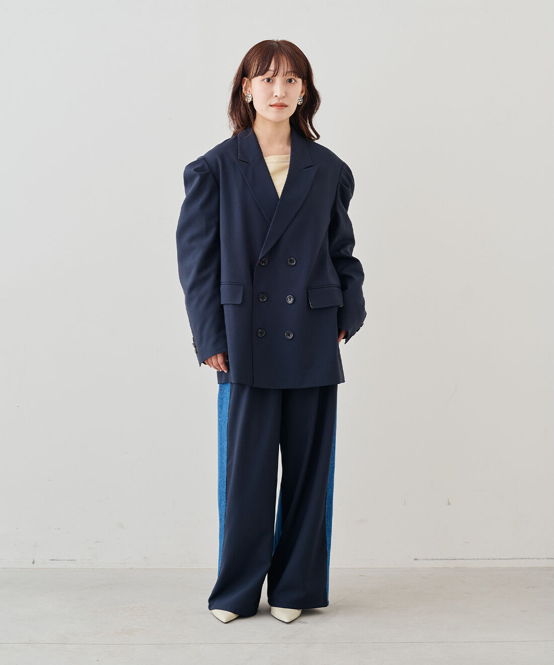 MEDE19F|MEDE19F　神戸ファッション美術館×MEDE19F ドッキングマリンパンツ〈ネイビー〉|モデル身長：156cm　着用サイズ：M