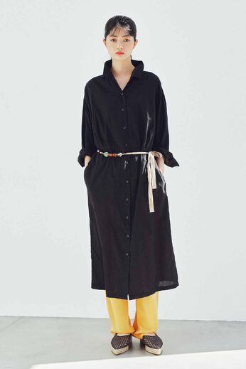 MEDE19F | シャツコート ワンピ〈ブラック〉