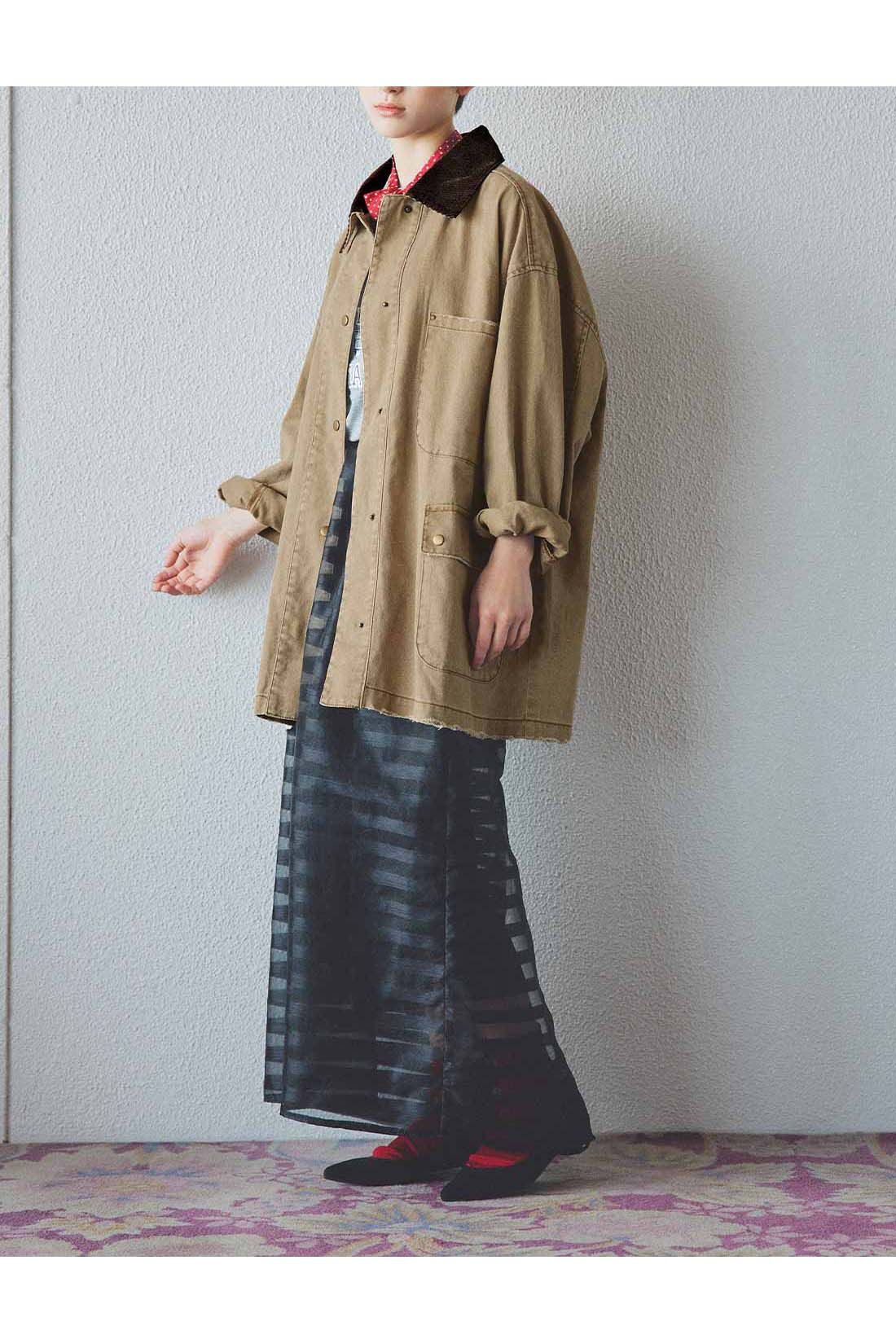 MEDE19F|MEDE19F　古着屋でみつけたような オーバーサイズデニムワークジャケット〈サンドブラウン〉