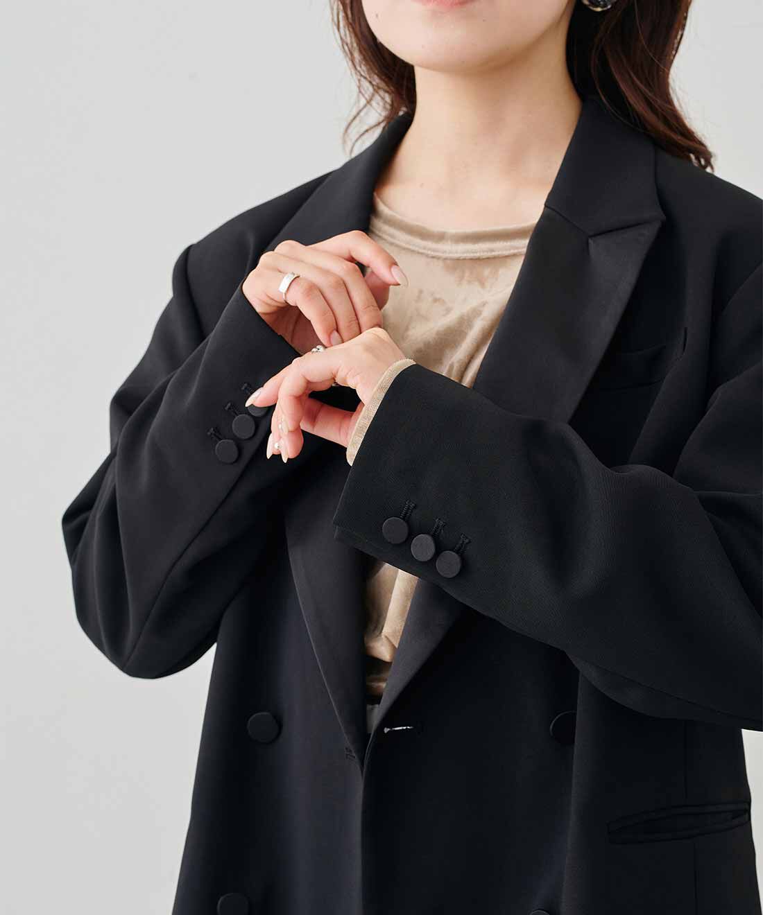 MEDE19F|MEDE19F　サテンラペルジャケット〈ブラック〉