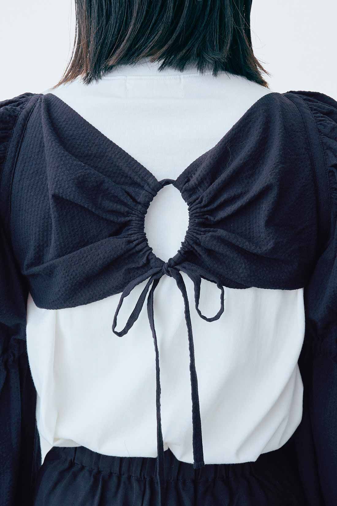 MEDE19F|MEDE19F　コットンサッカー素材の袖だけボレロ〈ネイビー〉