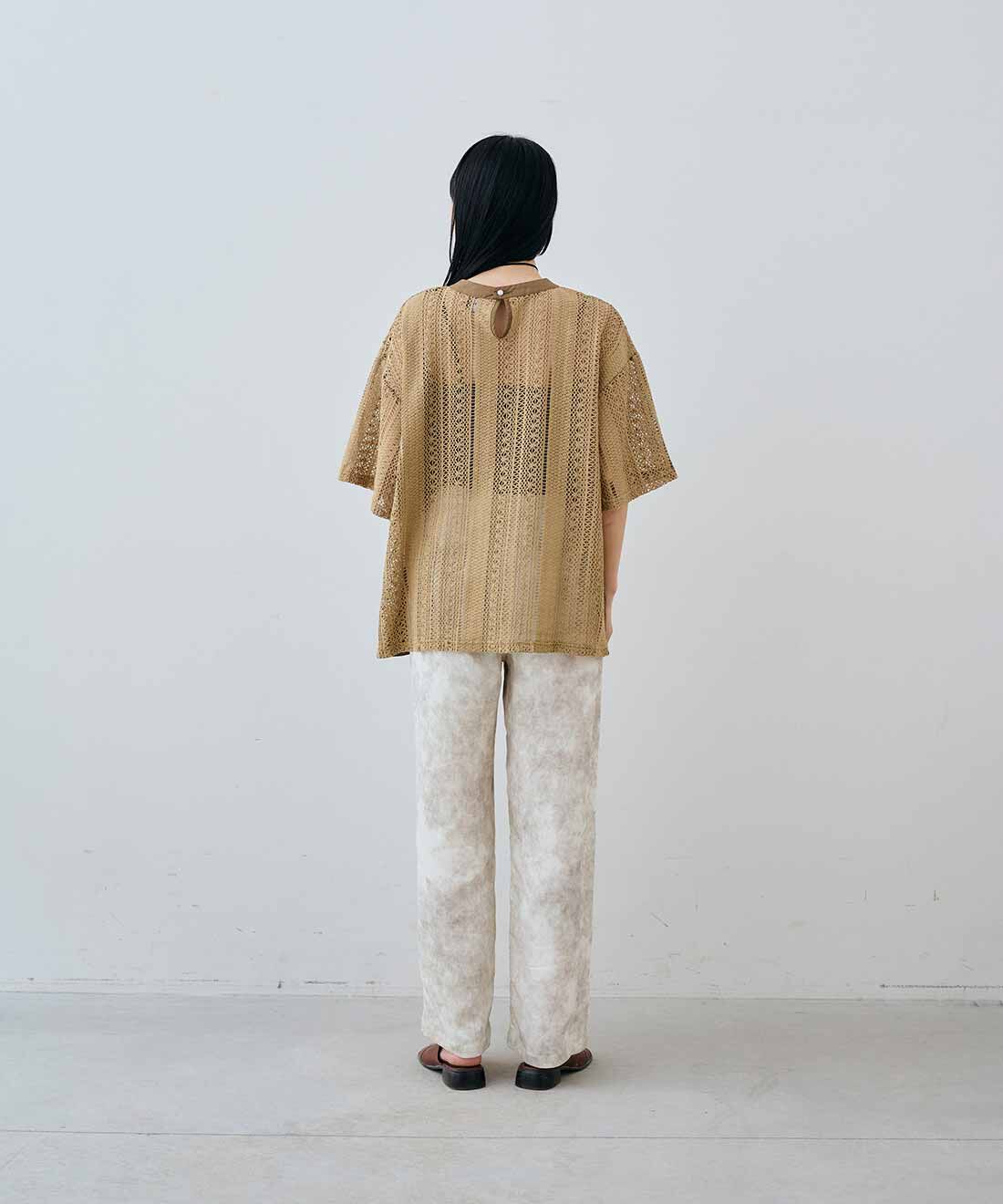 MEDE19F|レースナンバーコラージュトップス　とレースナンバーコラージュトップス　とヴィンテージハートモチーフベルベットリボンチョーカーのコーディネート|163cm　size：M