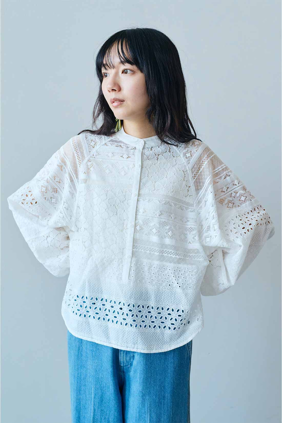 MEDE19F|MEDE19F　パッチワークレースシャツ〈ホワイト〉
