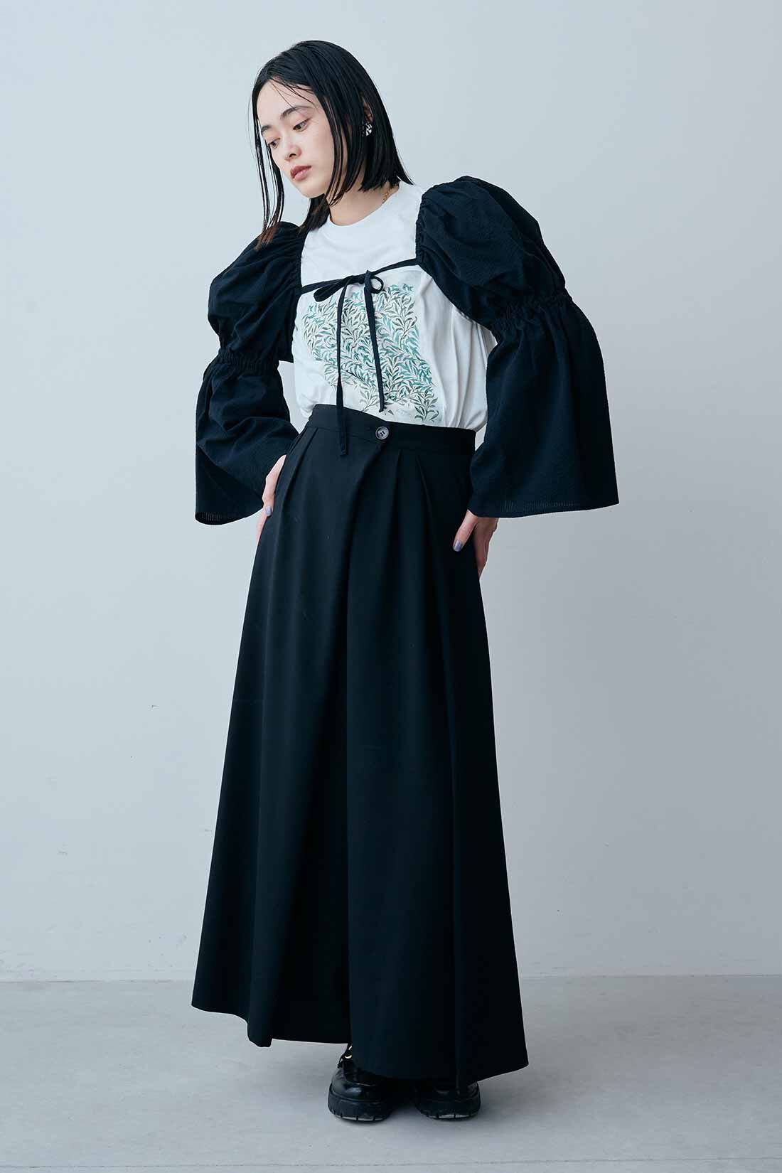 MEDE19F|MEDE19F　ワイドレッグはかまパンツ|モデル身長：167cm　着用サイズ：M