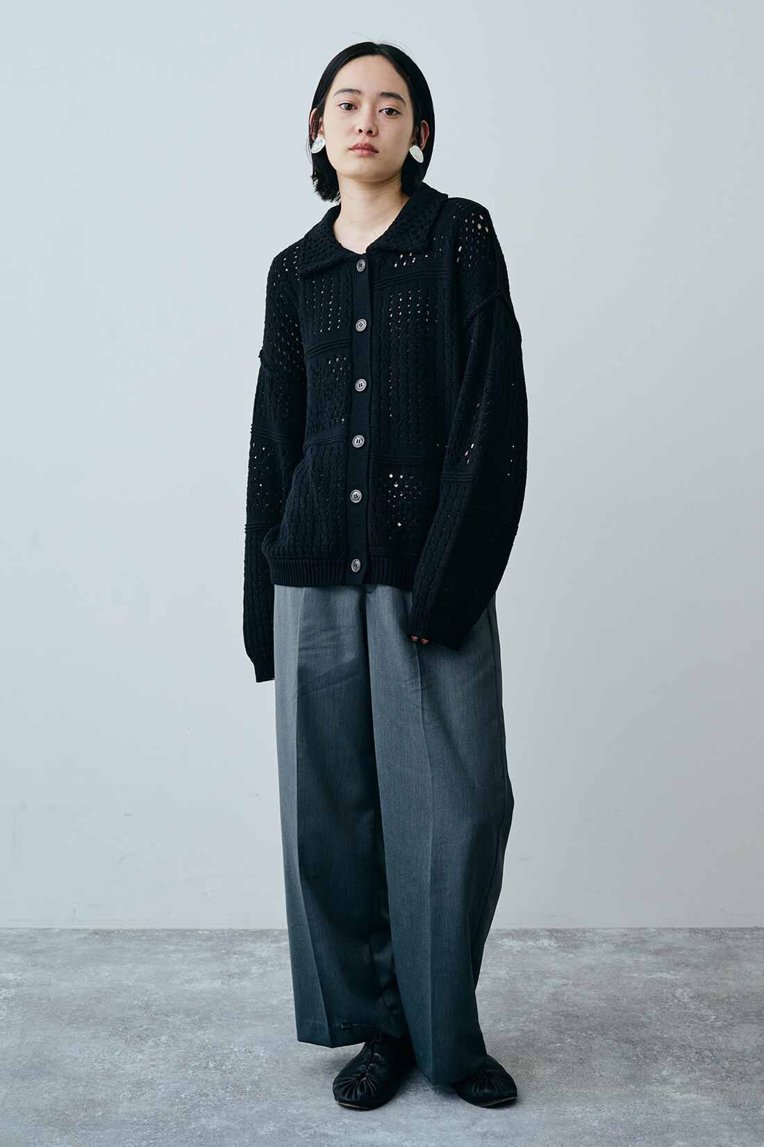 MEDE19F|MEDE19F　フロントタックスラックスパンツ|モデル身長：167cm　着用サイズ：M