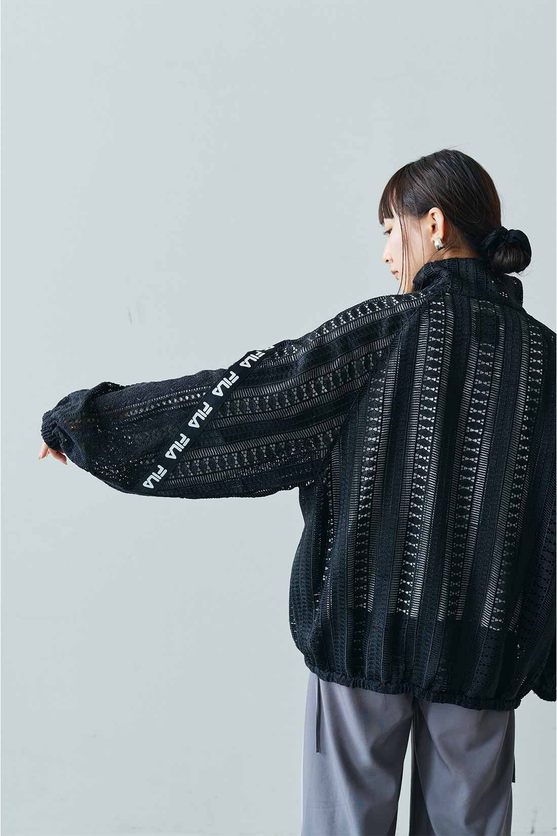 MEDE19F [メデ・ジュウキュウ]|MEDE19F　FILA for MEDE19F 大人も着られる レース素材のトラックブルゾン〈ブラック〉