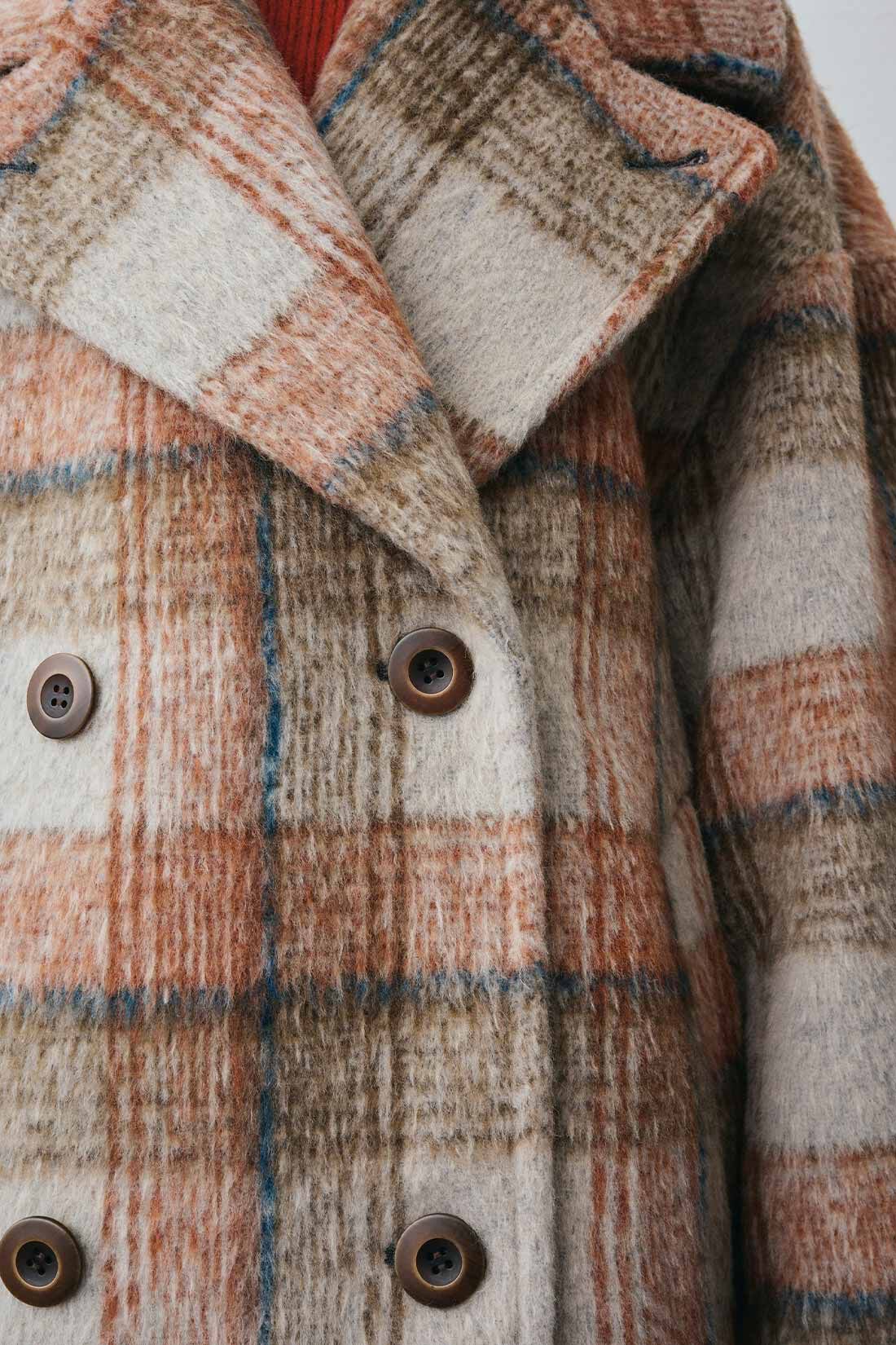 MEDE19F|MEDE19F シャギーチェックのオーバーサイズPコート〈ベージュ〉