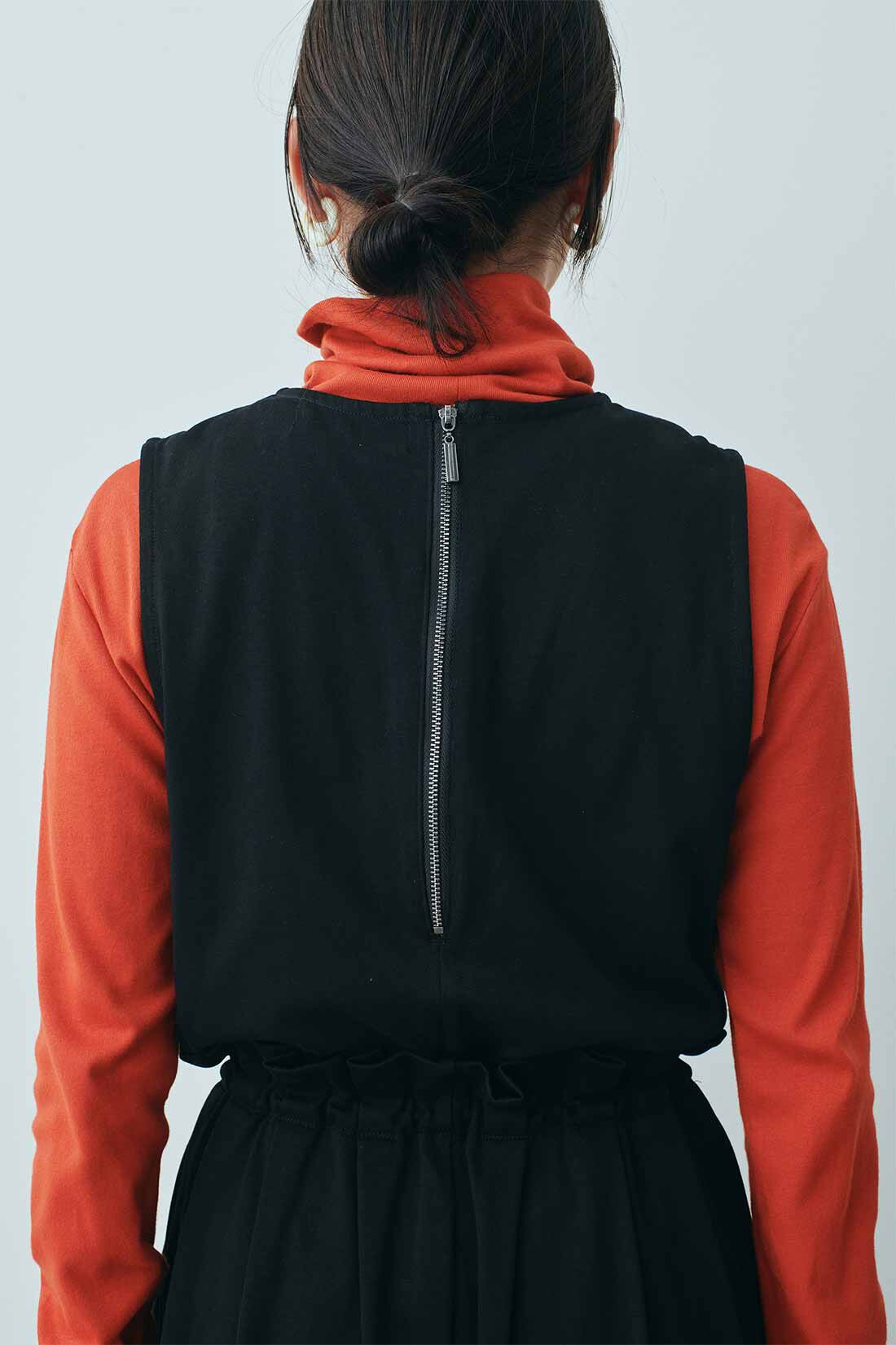 MEDE19F|MEDE19F　タック遣いのカットソーオールインワン〈ブラック〉