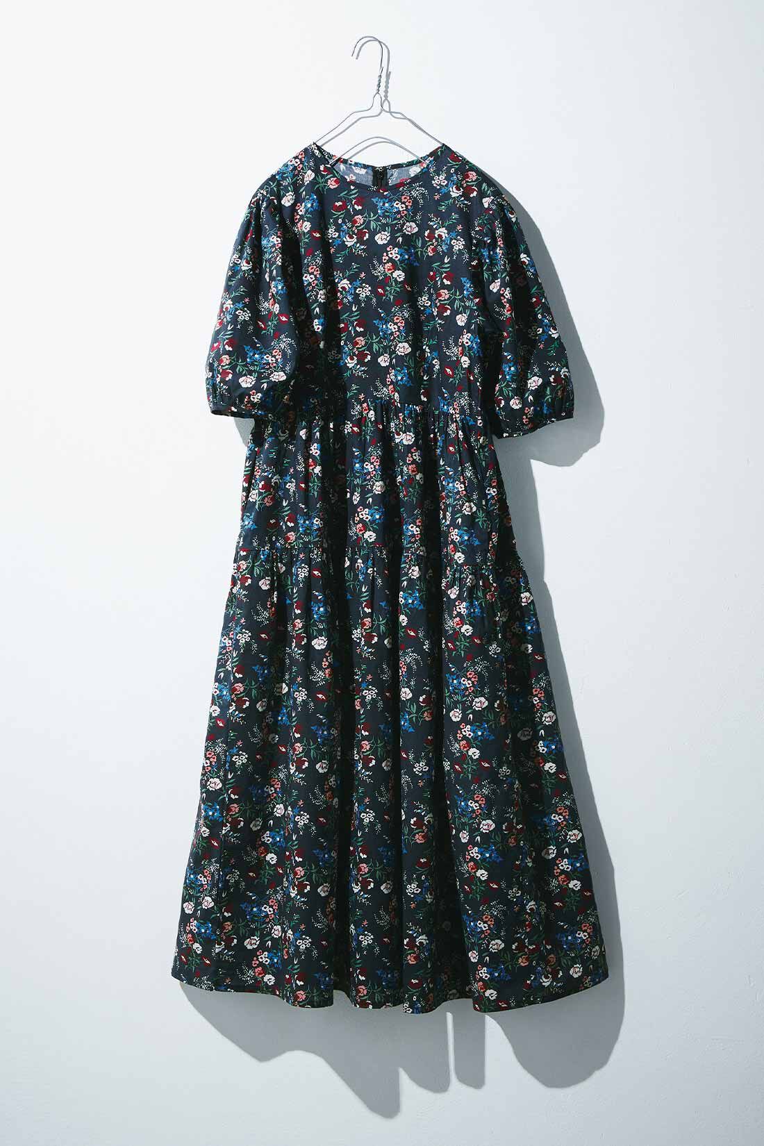 MEDE19F|MEDE19F　ミュルーズモダン〈「ミュルーズ染織美術館」アーカイブコレクション〉プリントパフスリーブワンピース〈ブラック〉