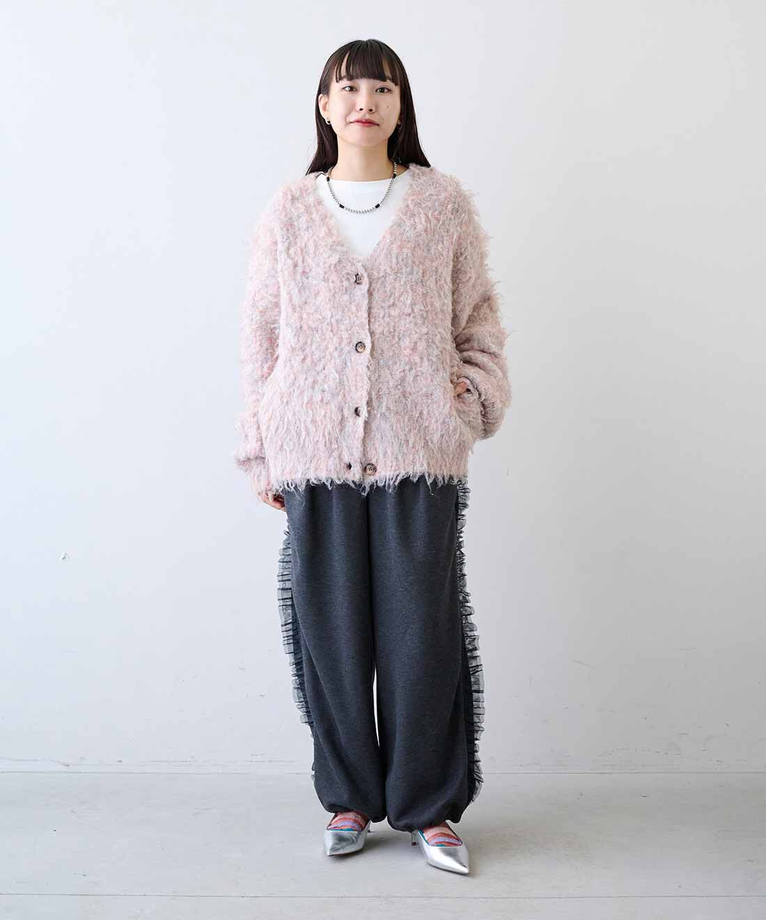 MEDE19F|MEDE19F　サイドラインフリルエアロゲルカットソーパンツ|モデル身長：158cm　着用サイズ：M