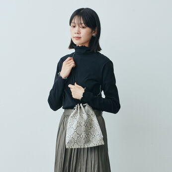 MEDE19F [メデ・ジュウキュウ] | blancleフェイクスネイクジップ巾着バッグ