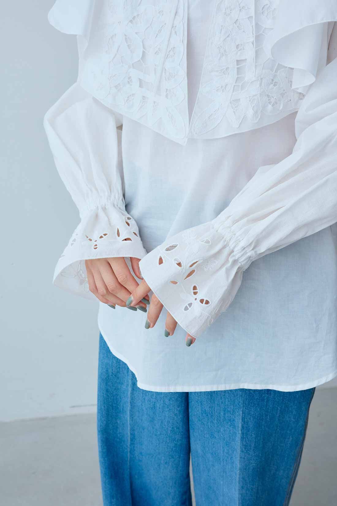 MEDE19F|MEDE19F　Boutique 888さんコラボ バテンレース遣いラッフル衿ブラウス〈オフホワイト〉